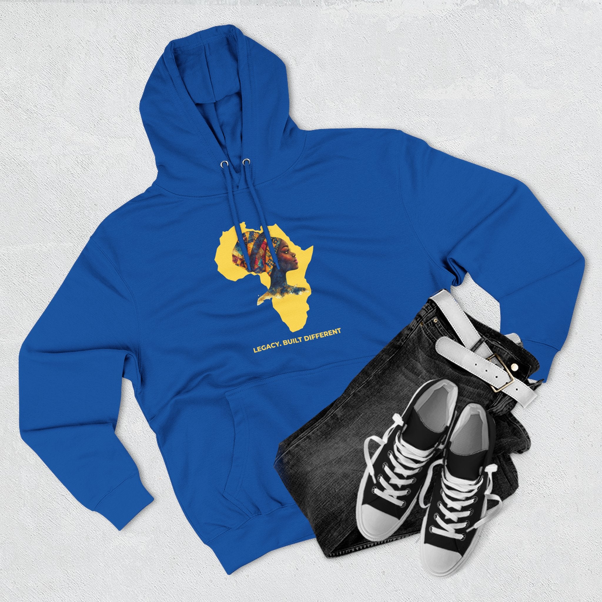 Hoodie — African Profile Art on Yellow Africa Silhouette (Legacy, Beauty, Empowerment)