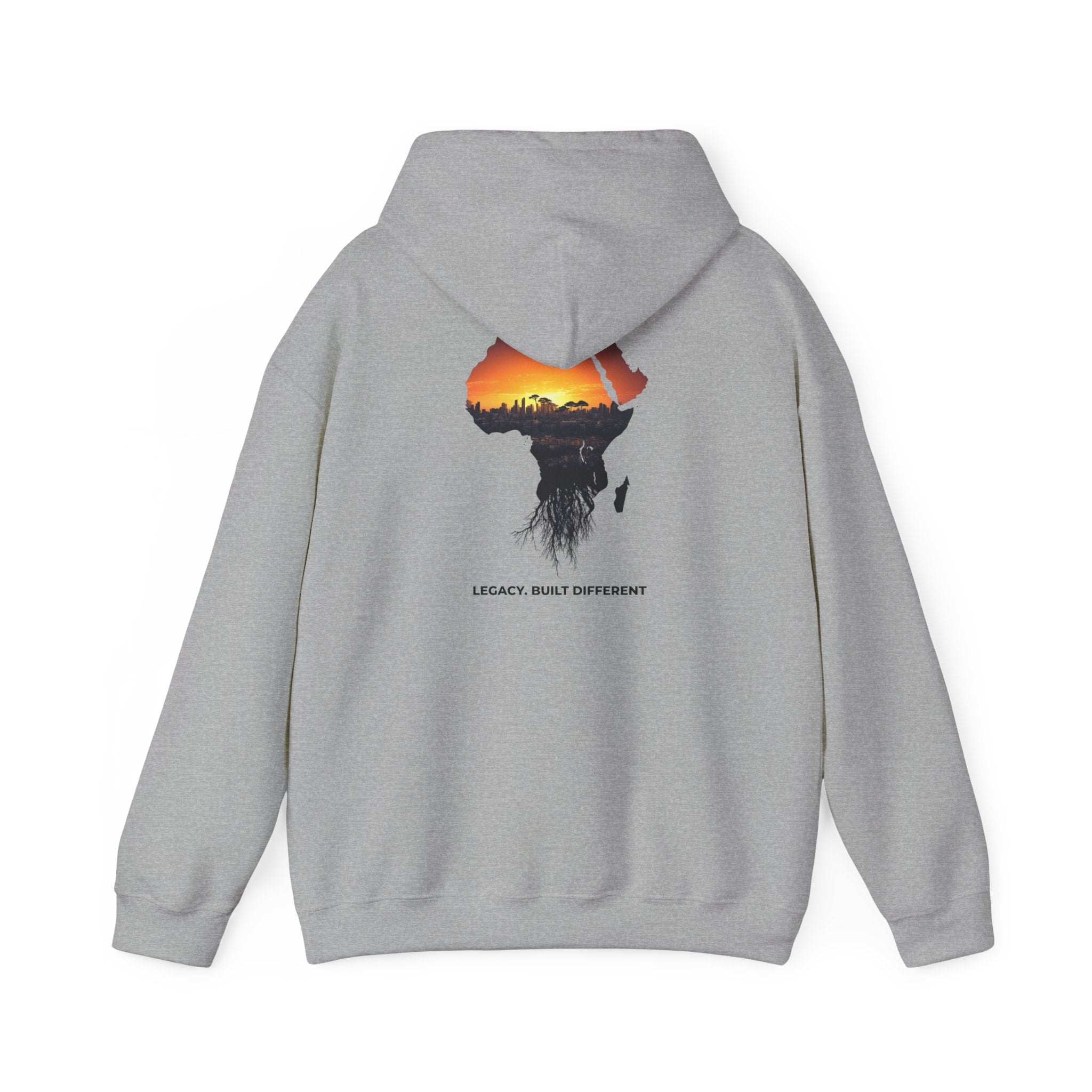 Africa Sunset Hoodie — "Legacy. Built Different." Graphic Pullover