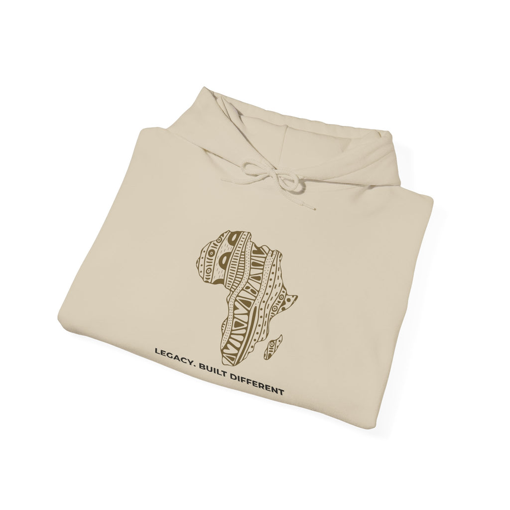Africa Pattern Hoodie — "Legacy. Built Different." Graphic Sweatshirt