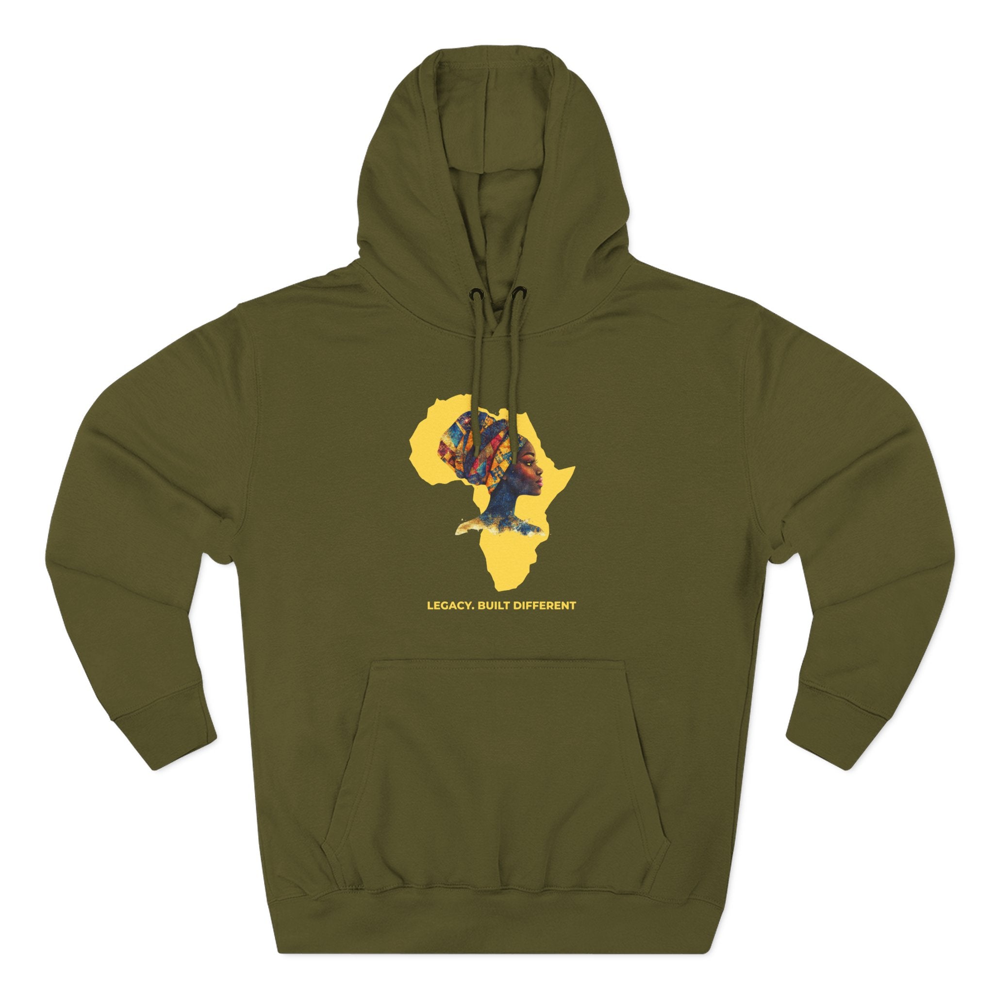 Hoodie — African Profile Art on Yellow Africa Silhouette (Legacy, Beauty, Empowerment)