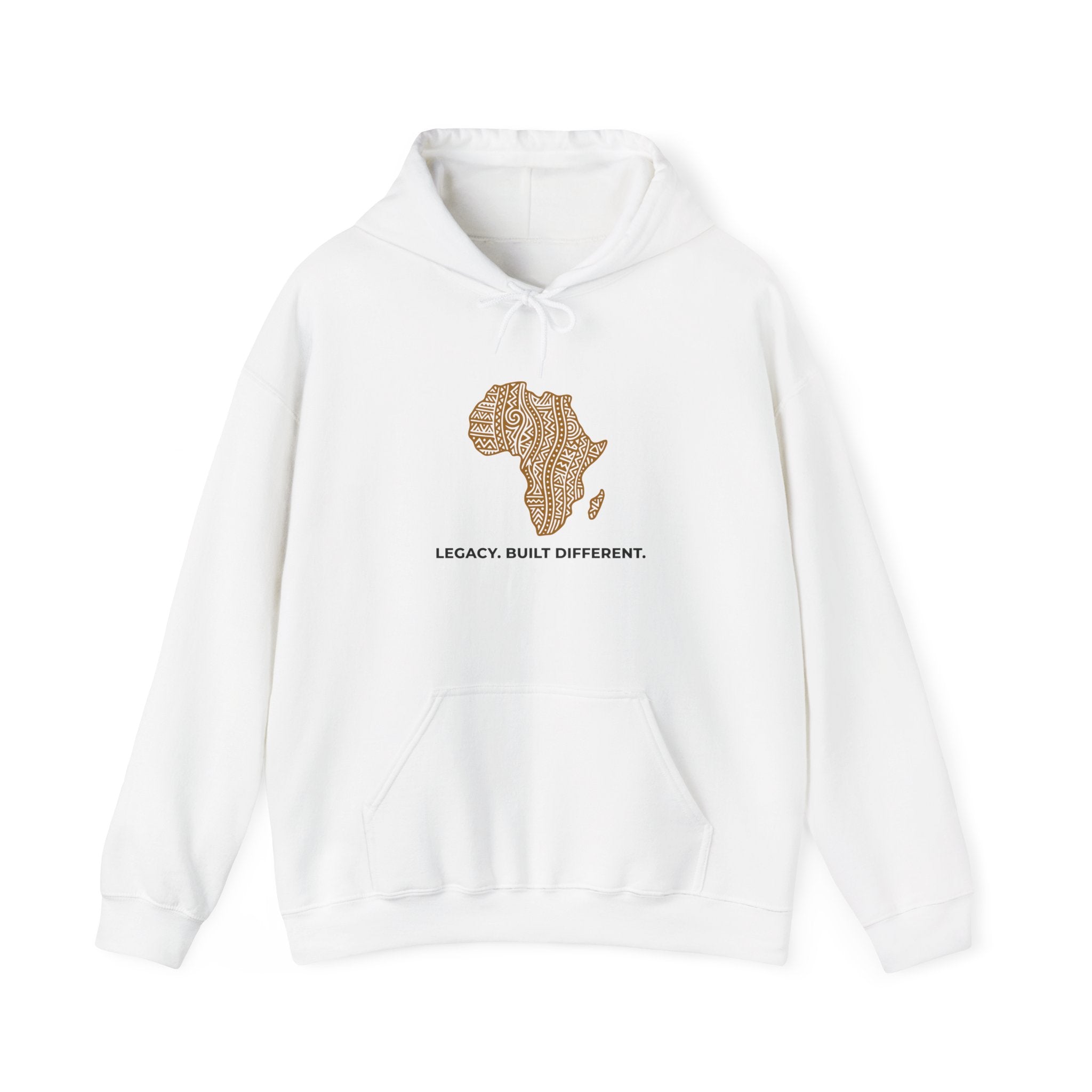 Africa Map Hoodie — 'Legacy. Built Different.' Cultural Pattern Pullover