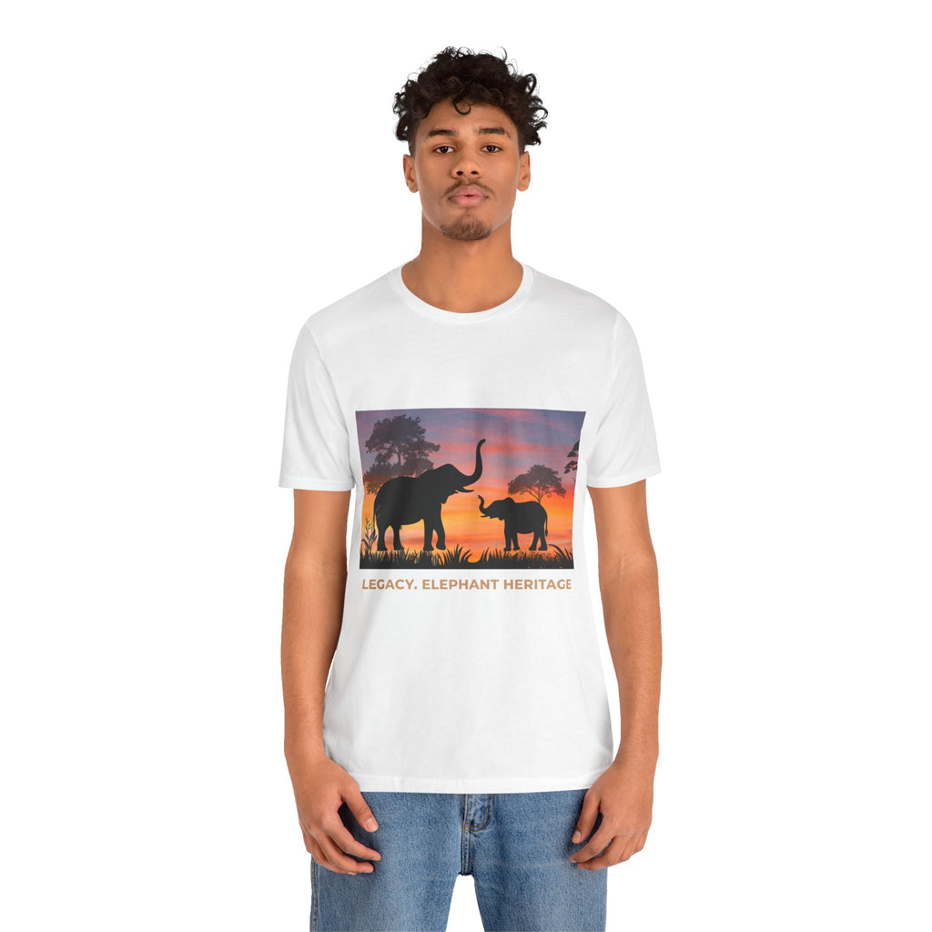 Elephant Sunset Tee — "Legacy, Elephant Heritage" Graphic T-Shirt