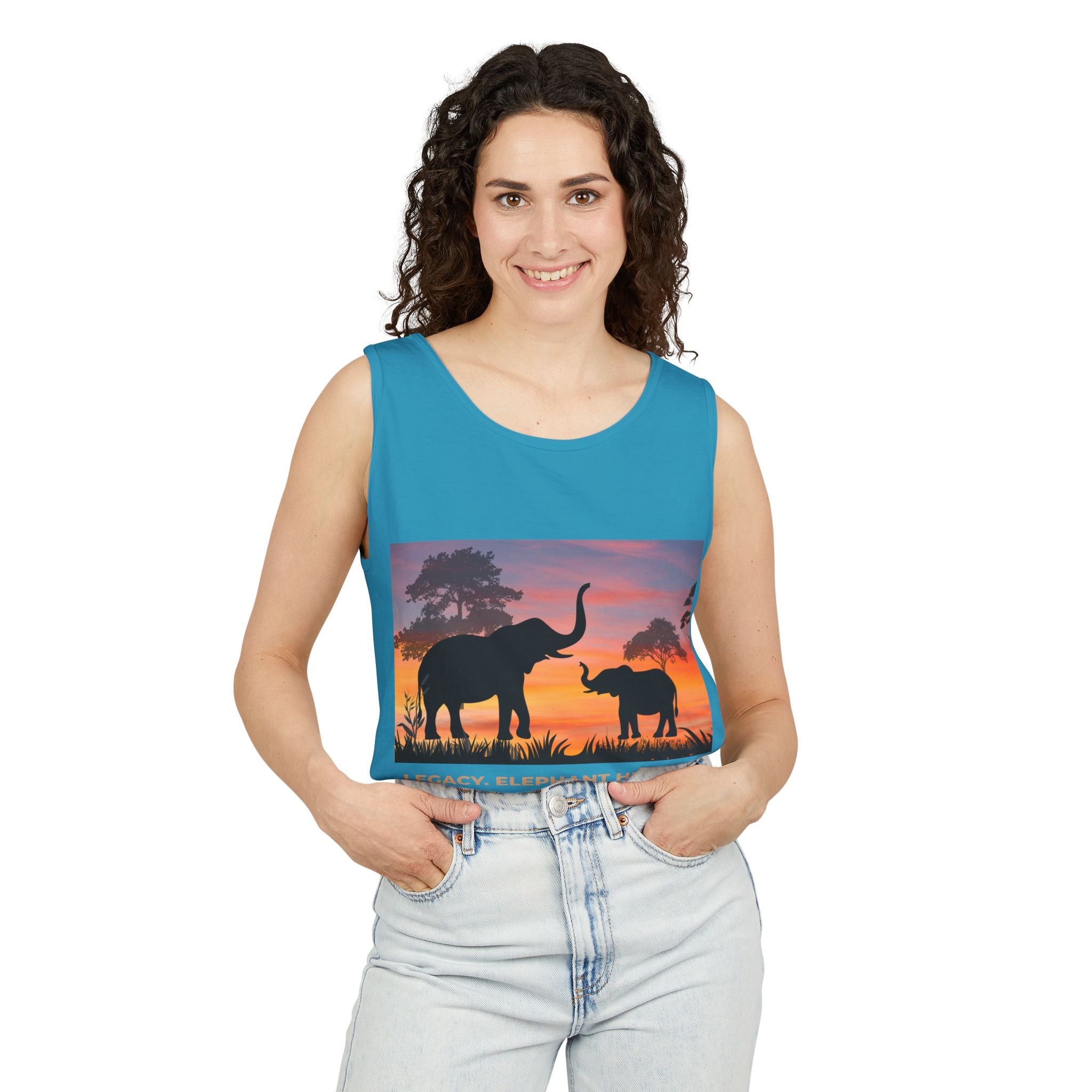 Elephant Sunset Tank Top — Mama & Baby Silhouette Beachwear