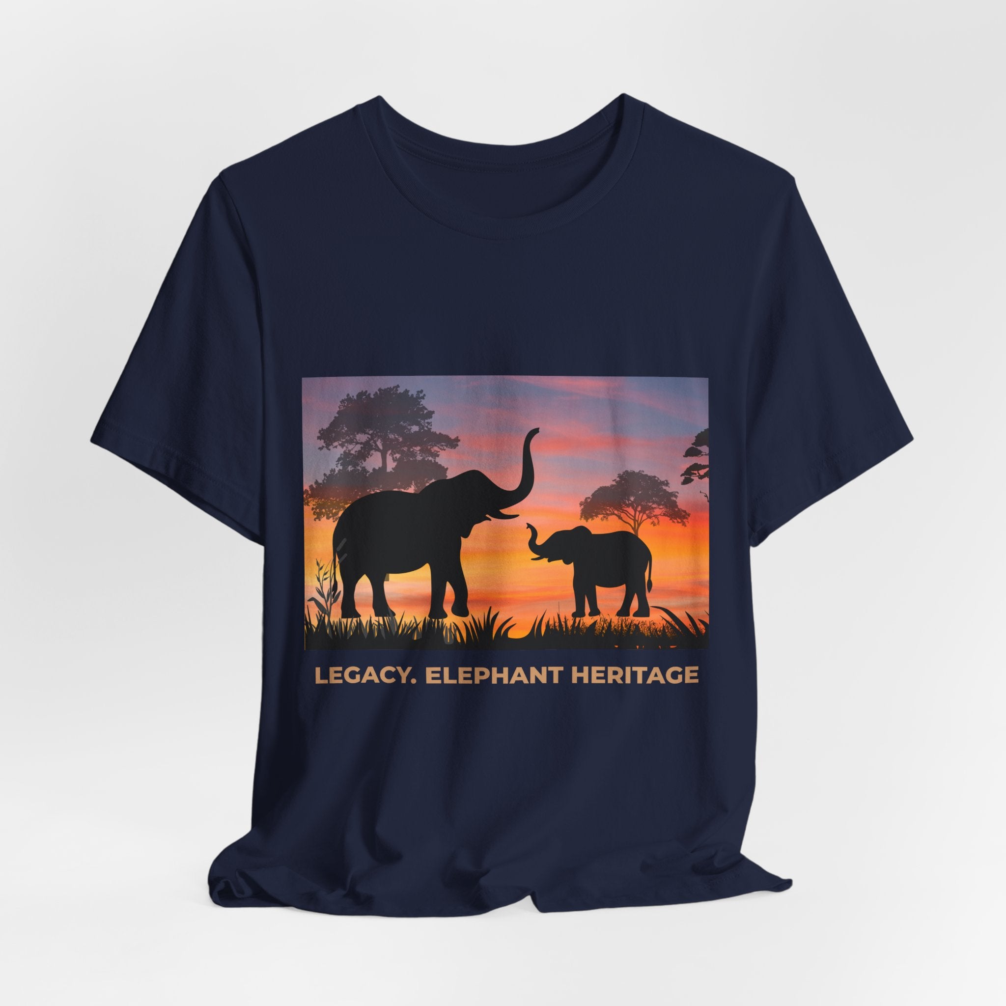 Elephant Sunset Tee — "Legacy, Elephant Heritage" Graphic T-Shirt
