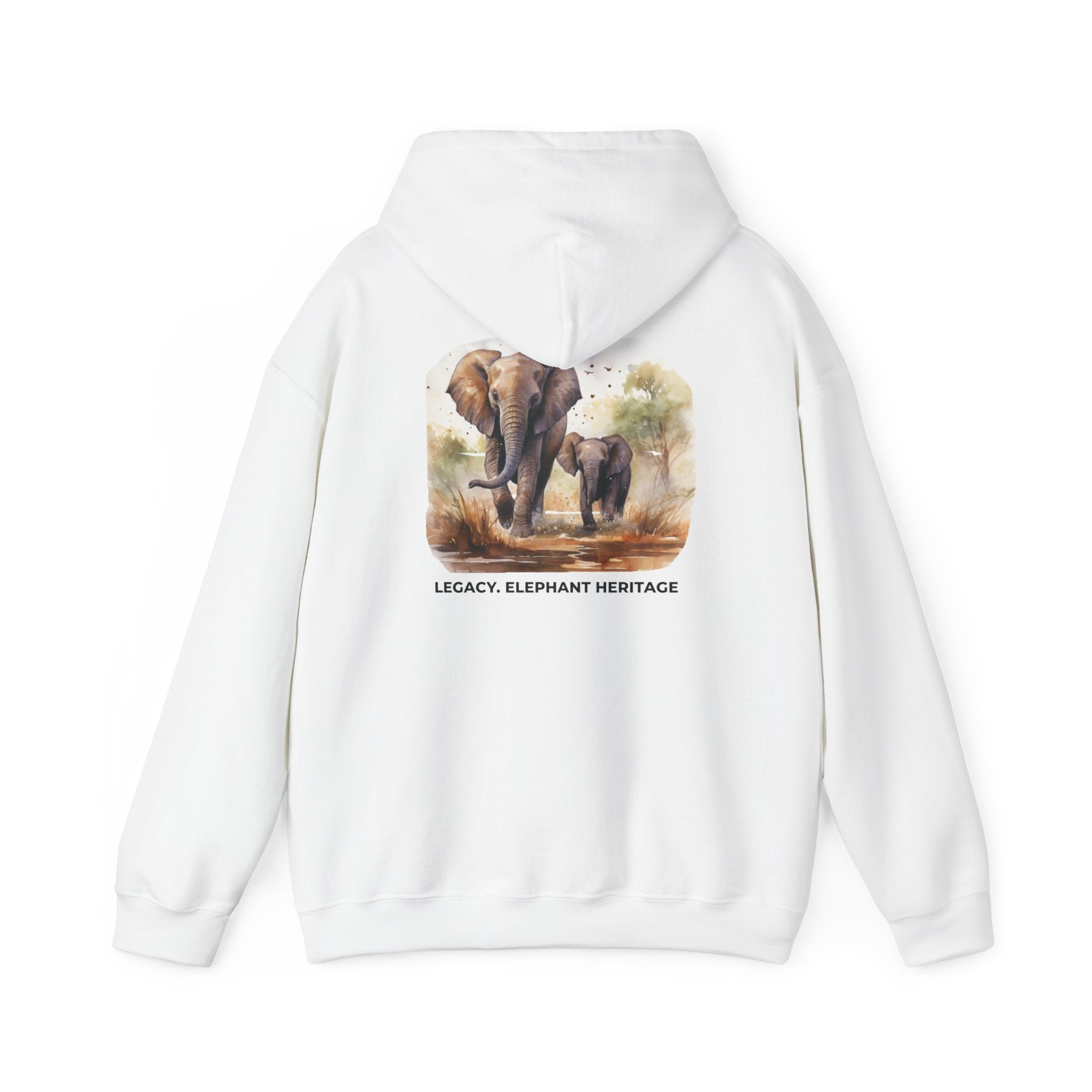 Elephant Heritage Hoodie — Wildlife Mom & Calf Graphic Sweatshirt