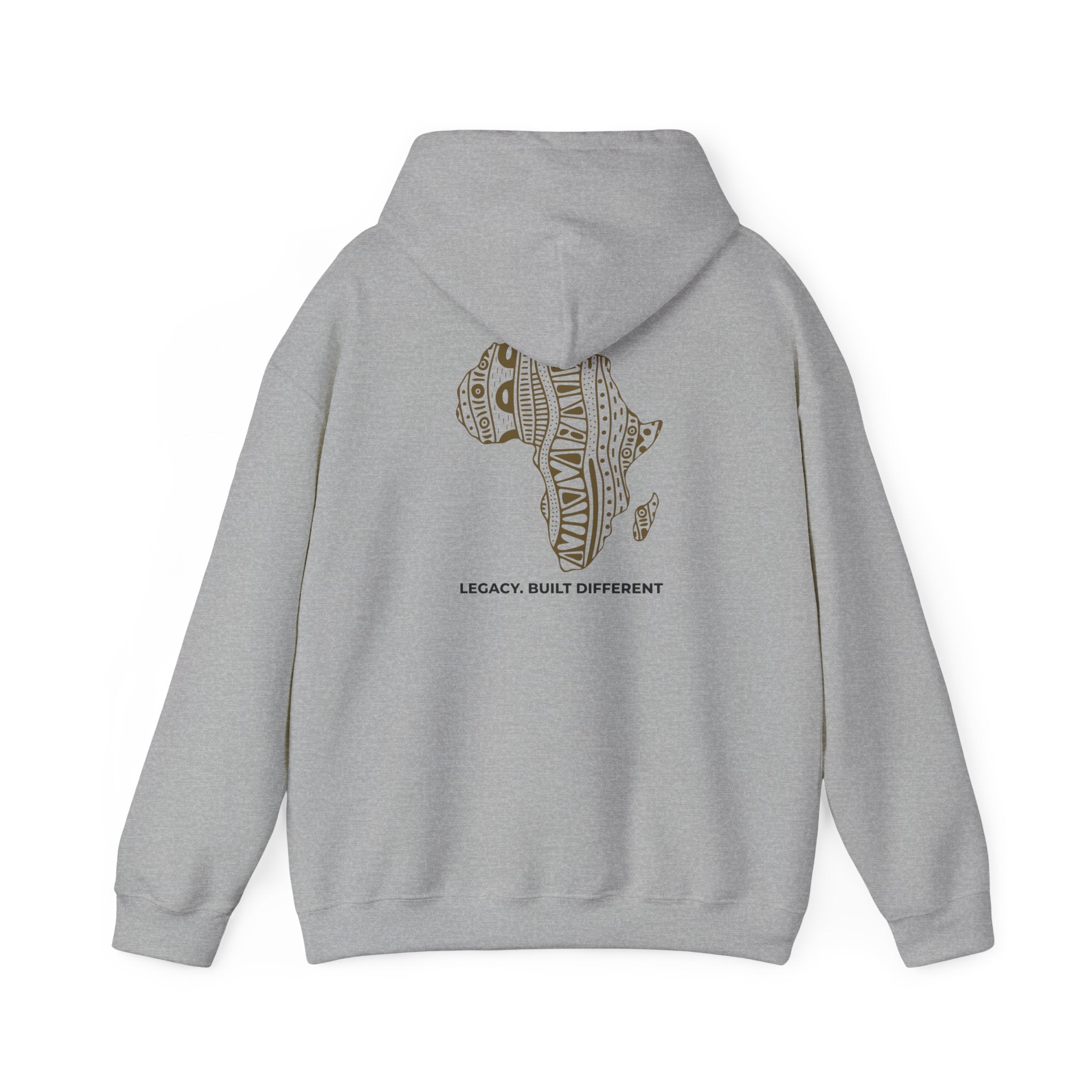 Africa Pattern Hoodie — "Legacy. Built Different." Graphic Sweatshirt