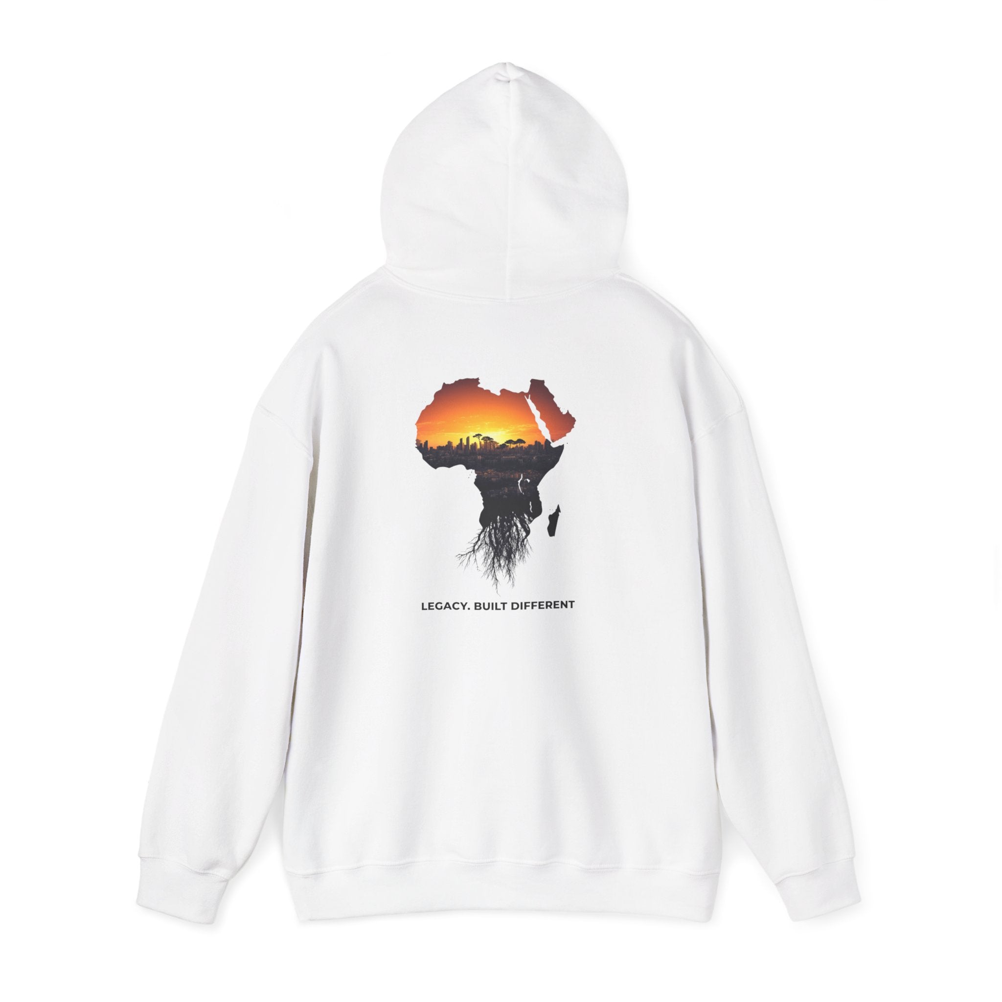 Africa Sunset Hoodie — "Legacy. Built Different." Graphic Pullover