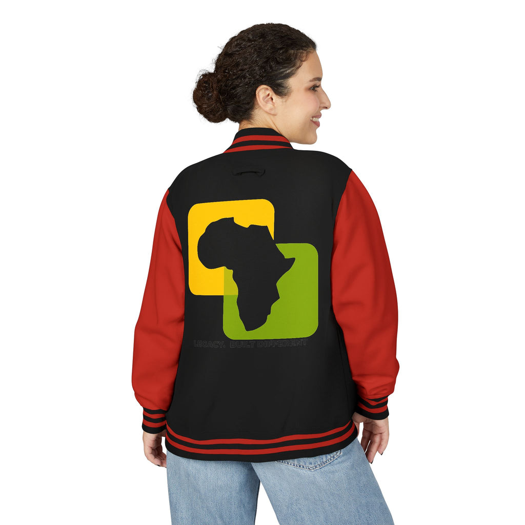 Letterman Jacket — Afrocentric Africa Map Design ("Legacy. Built Different")