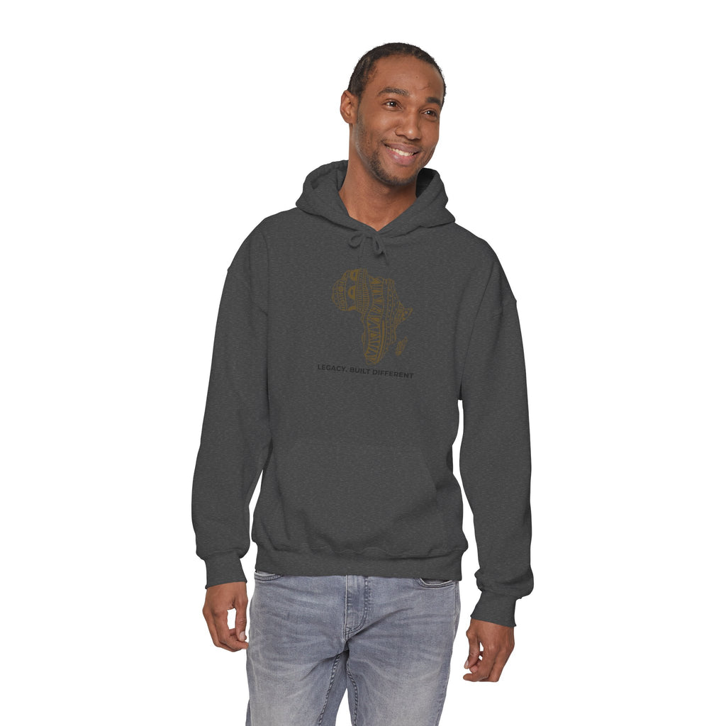 Africa Pattern Hoodie — "Legacy. Built Different." Graphic Sweatshirt