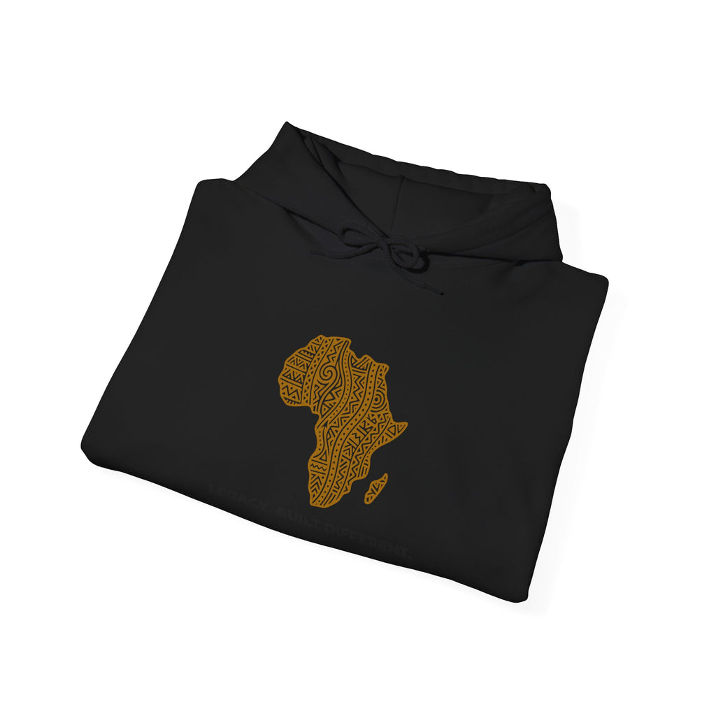 Africa Map Hoodie — 'Legacy. Built Different.' Cultural Pattern Pullover