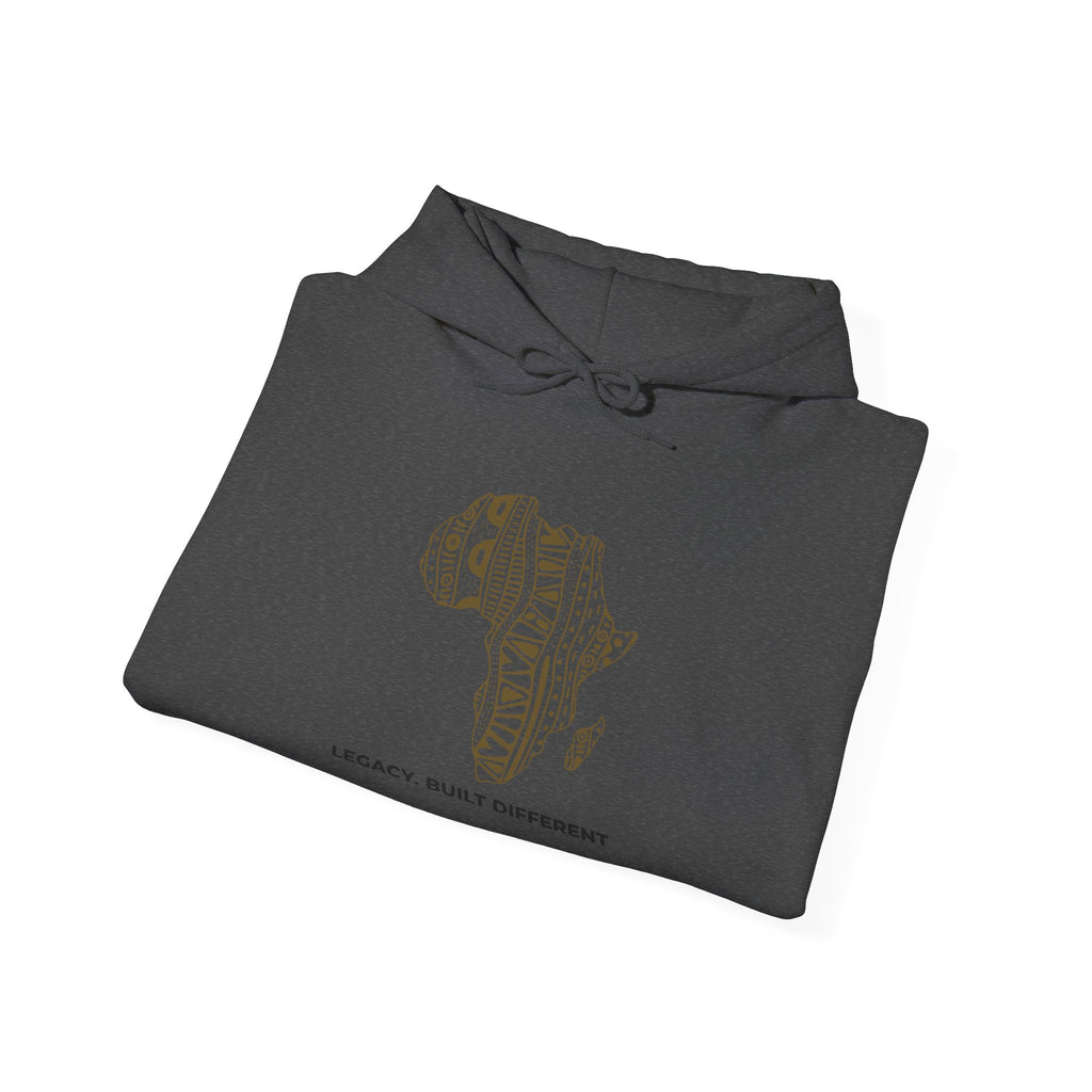 Africa Pattern Hoodie — "Legacy. Built Different." Graphic Sweatshirt