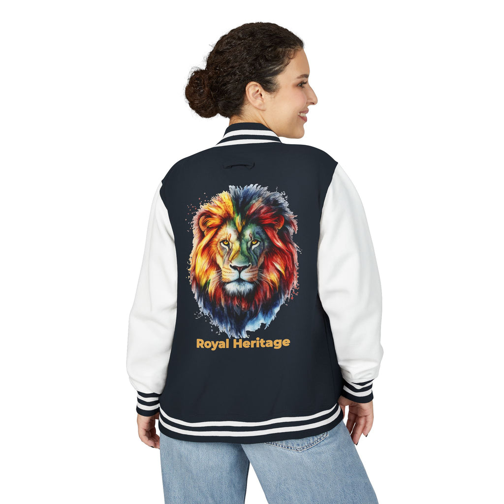 Lion Graphic Letterman Jacket — "Royal Heritage" Varsity Jacket