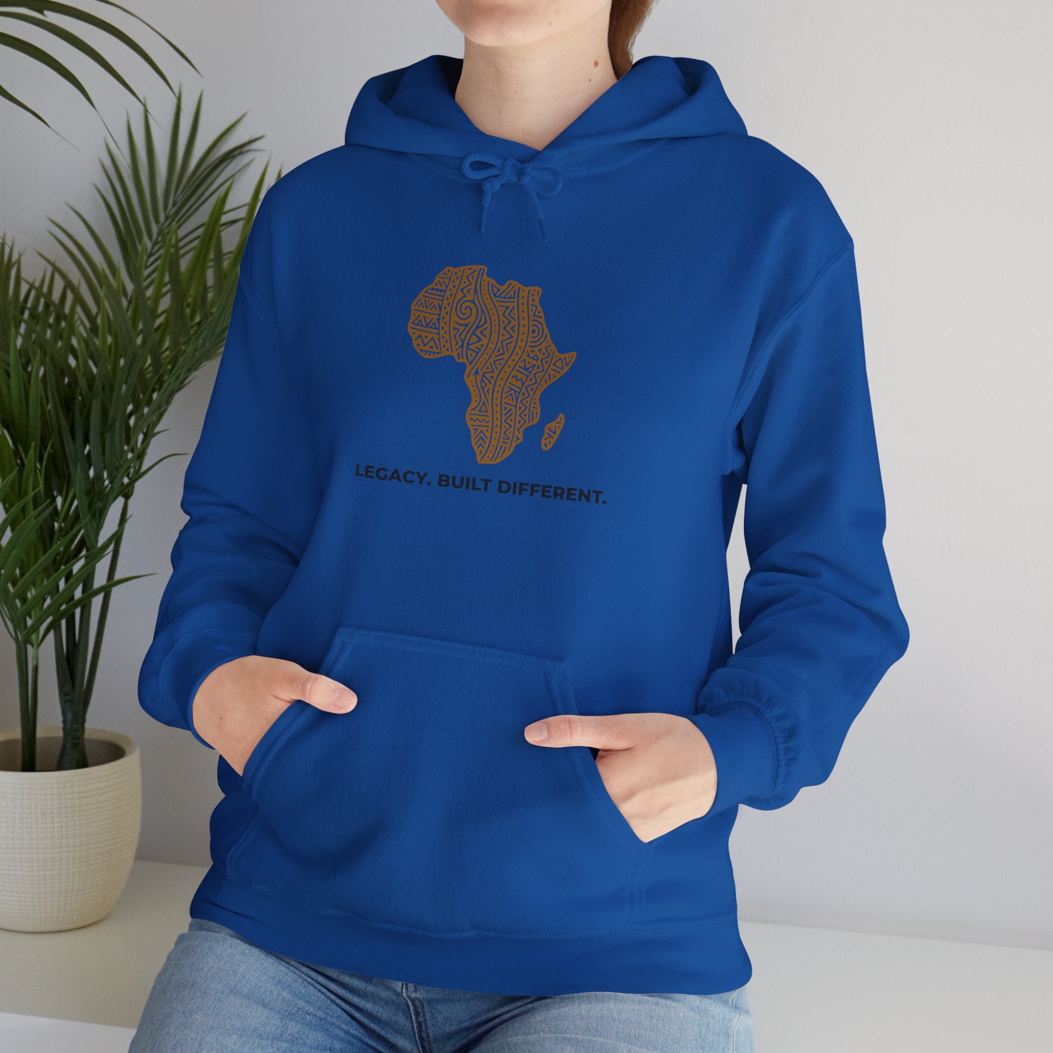 Africa Map Hoodie — 'Legacy. Built Different.' Cultural Pattern Pullover