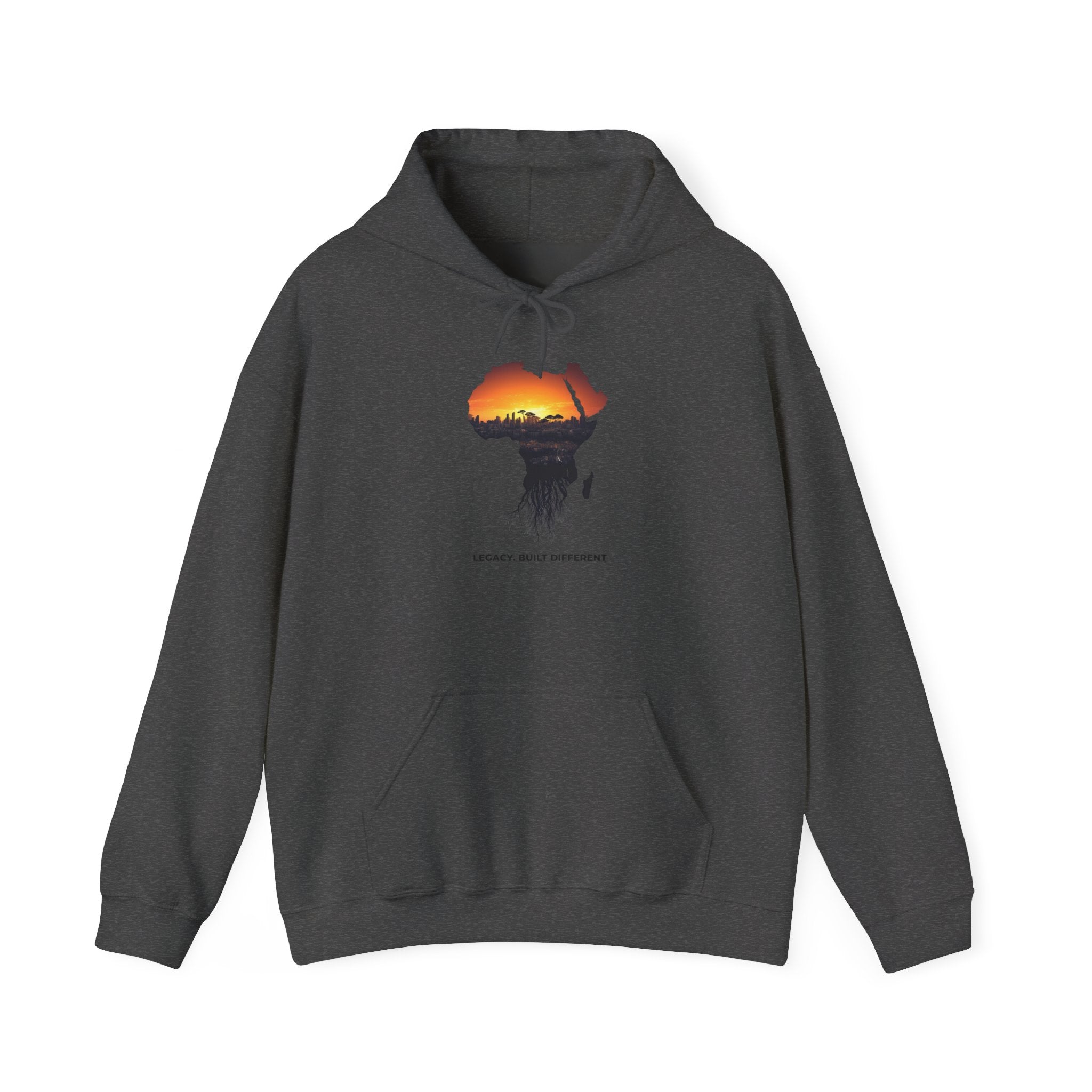 Africa Sunset Hoodie — "Legacy. Built Different." Graphic Pullover