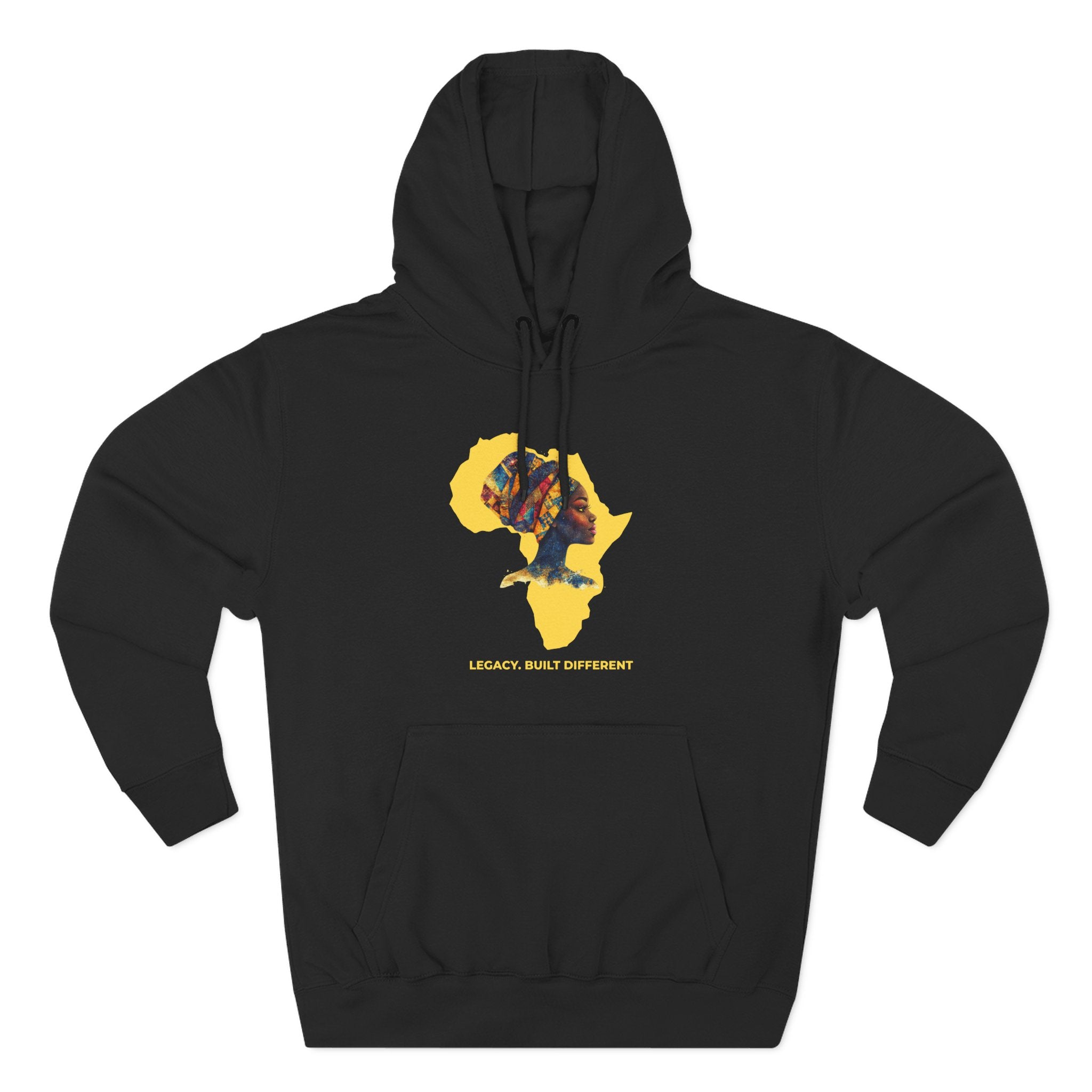 Hoodie — African Profile Art on Yellow Africa Silhouette (Legacy, Beauty, Empowerment)