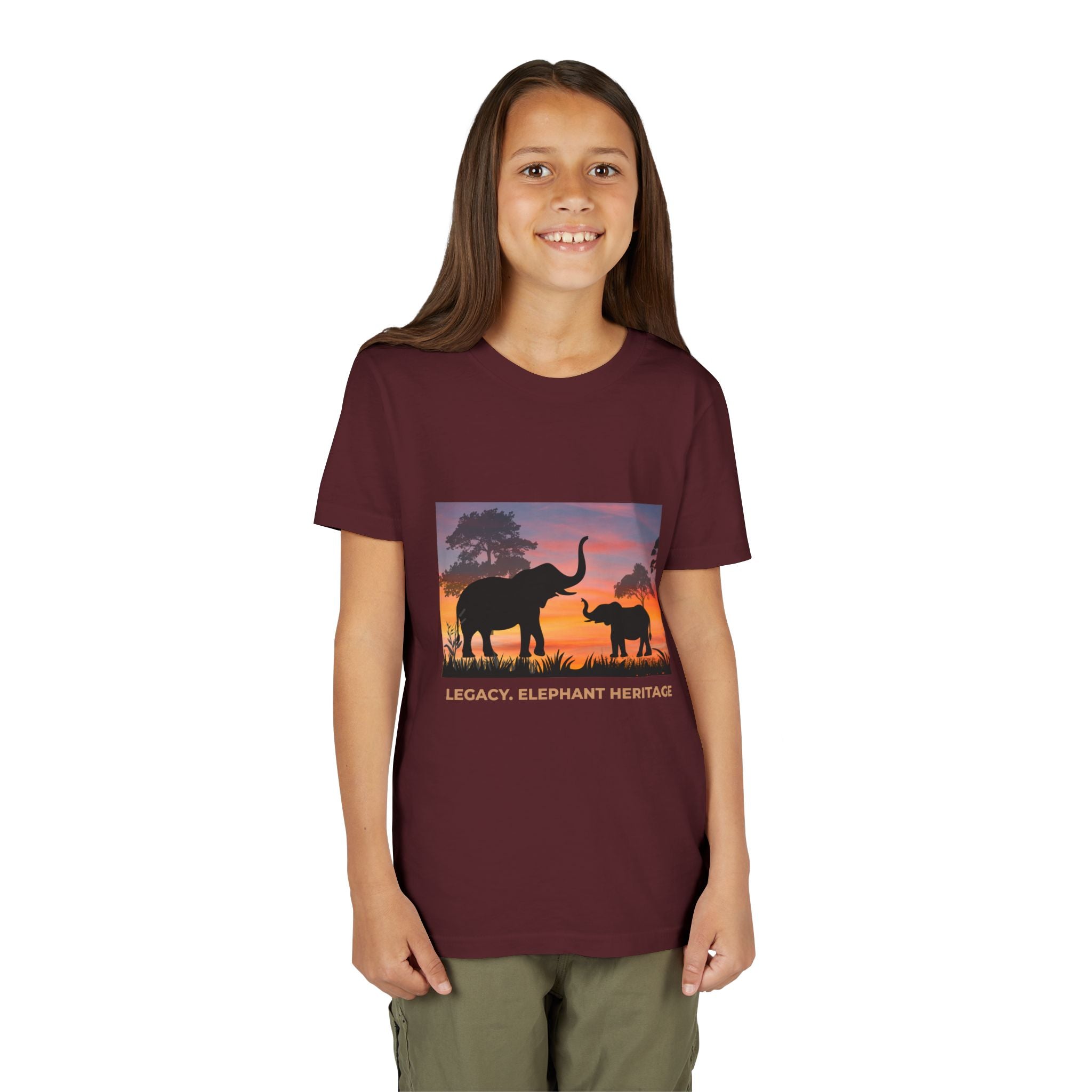 Youth Elephant Sunset Tee — 'Legacy, Love & Heritage' Kids Shirt