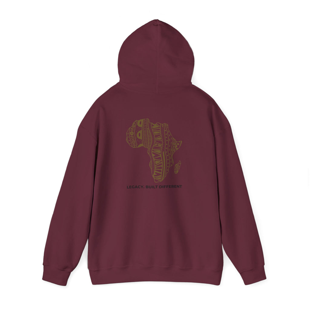 Africa Pattern Hoodie — "Legacy. Built Different." Graphic Sweatshirt