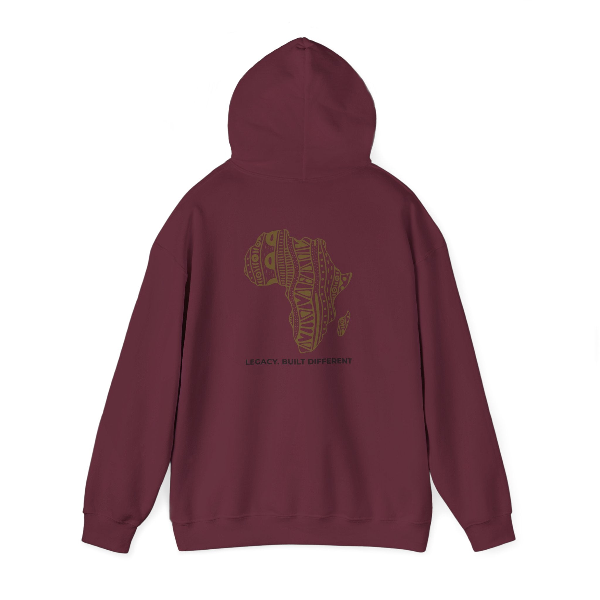 Africa Pattern Hoodie — "Legacy. Built Different." Graphic Sweatshirt