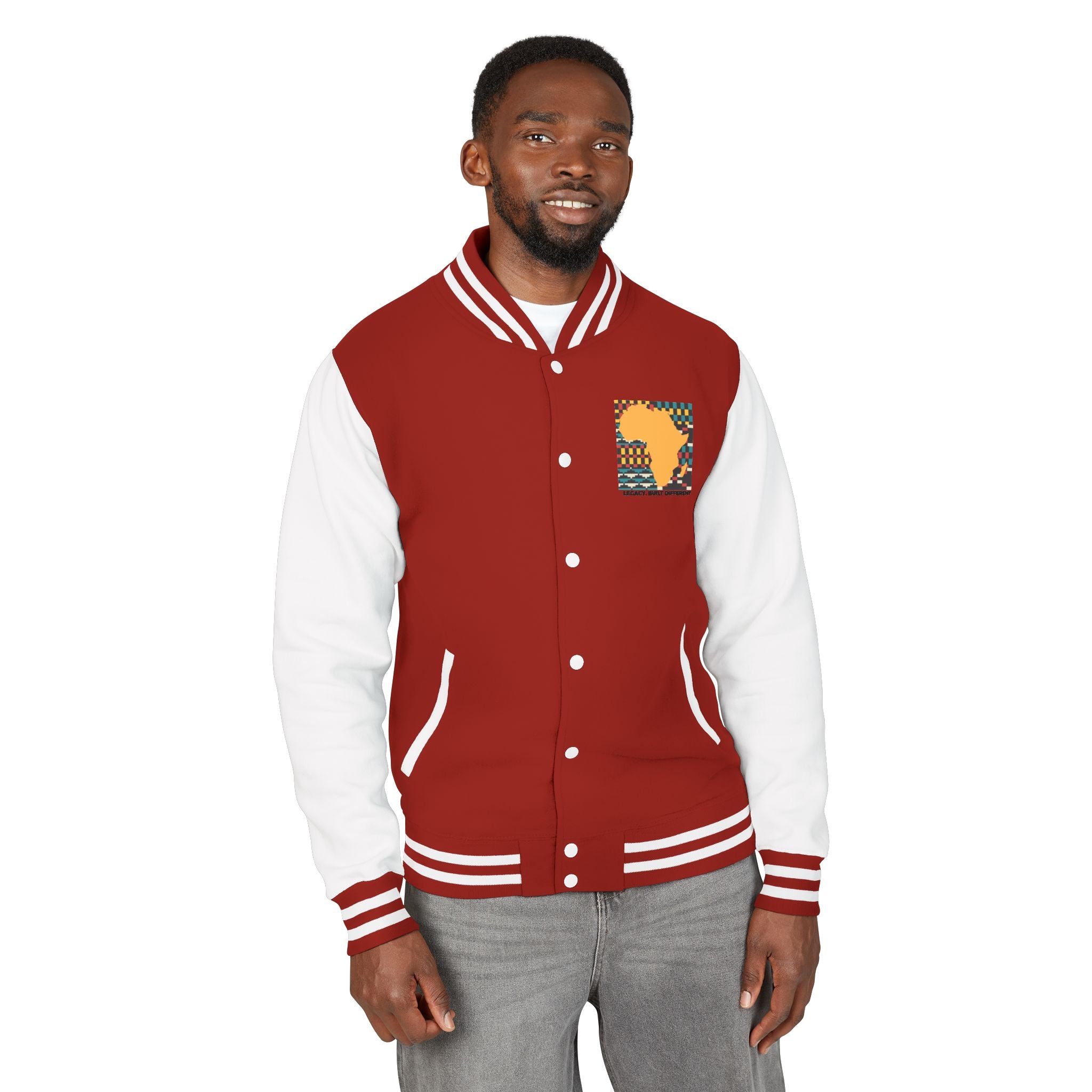 Letterman Jacket - Africa Map Kente Pattern "Legacy Built Different"