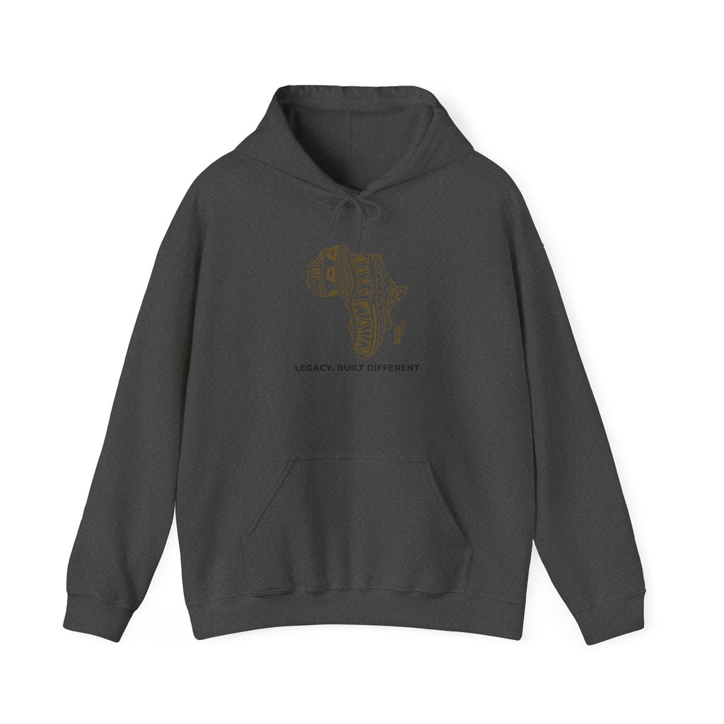 Africa Pattern Hoodie — "Legacy. Built Different." Graphic Sweatshirt