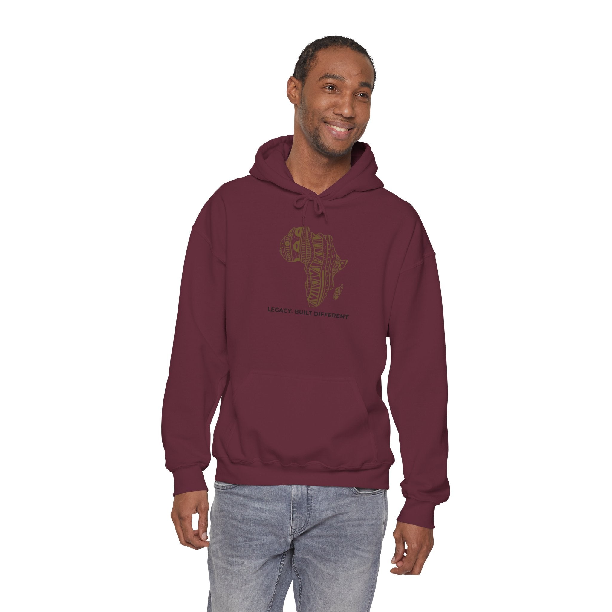 Africa Pattern Hoodie — "Legacy. Built Different." Graphic Sweatshirt