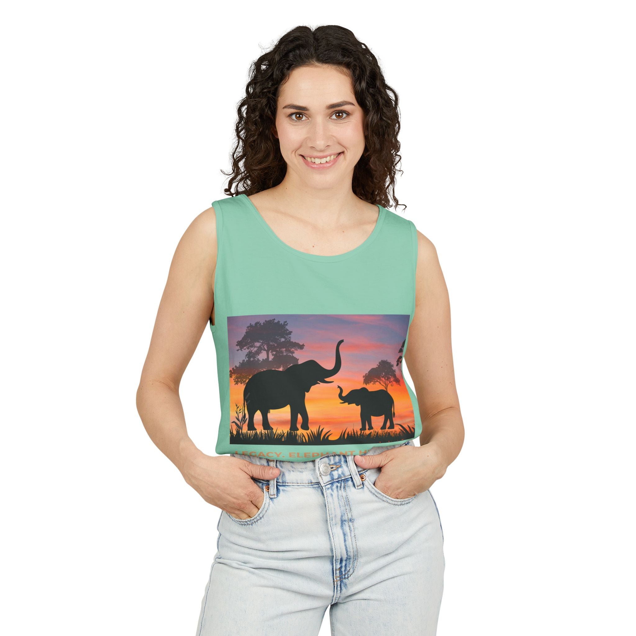 Elephant Sunset Tank Top — Mama & Baby Silhouette Beachwear