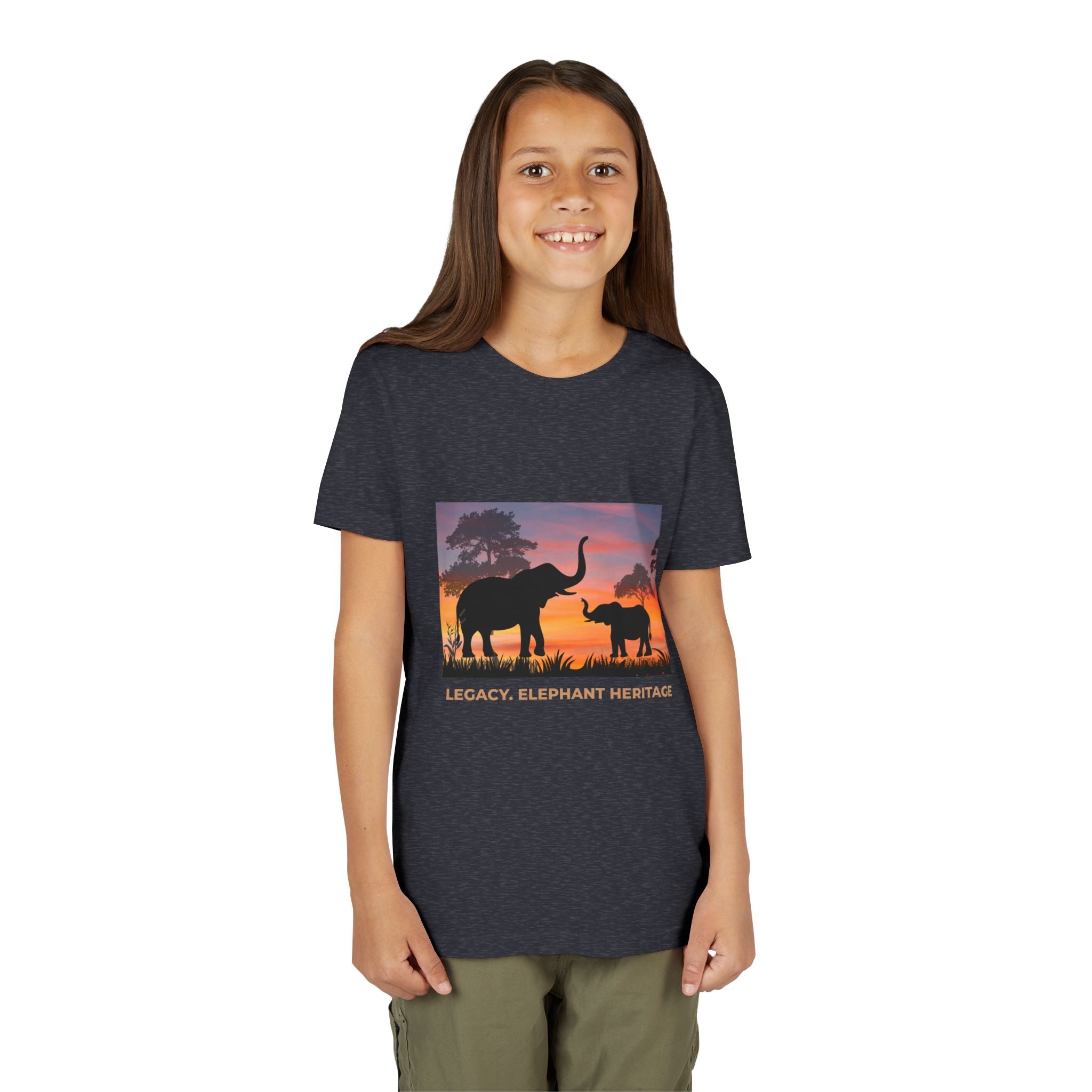 Youth Elephant Sunset Tee — 'Legacy, Love & Heritage' Kids Shirt