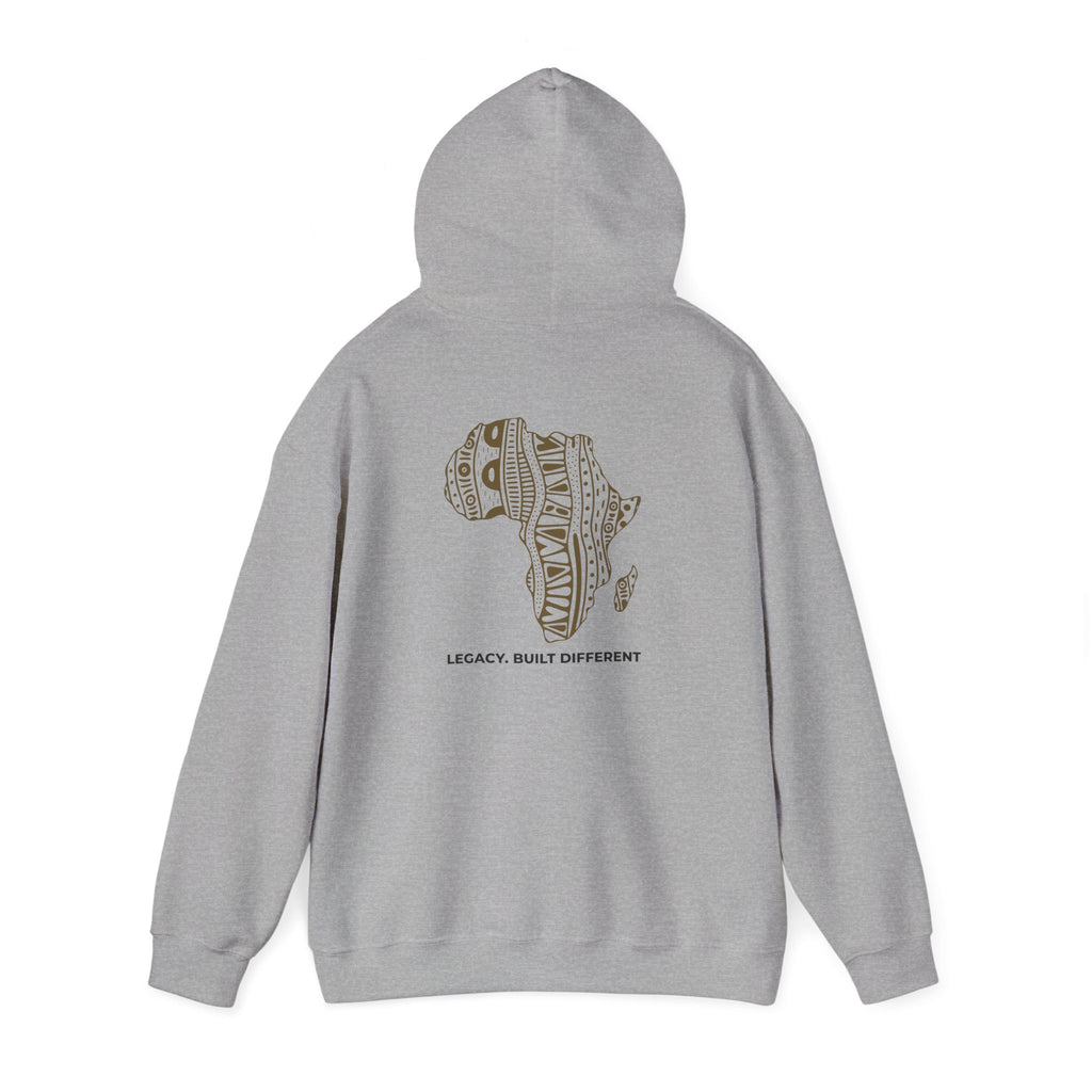 Africa Pattern Hoodie — "Legacy. Built Different." Graphic Sweatshirt