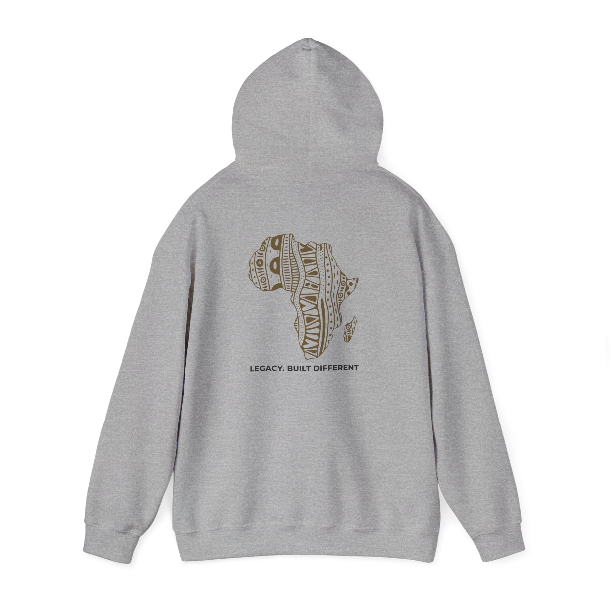 Africa Pattern Hoodie — "Legacy. Built Different." Graphic Sweatshirt