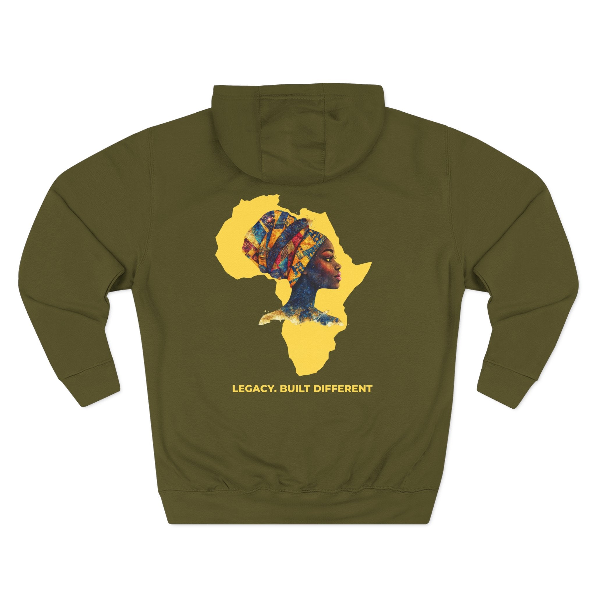 Hoodie — African Profile Art on Yellow Africa Silhouette (Legacy, Beauty, Empowerment)