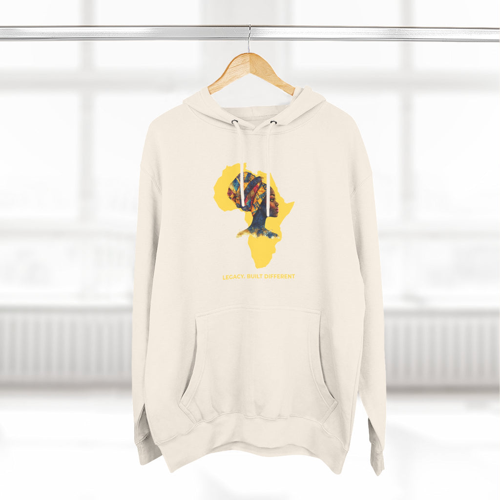 Hoodie — African Profile Art on Yellow Africa Silhouette (Legacy, Beauty, Empowerment)
