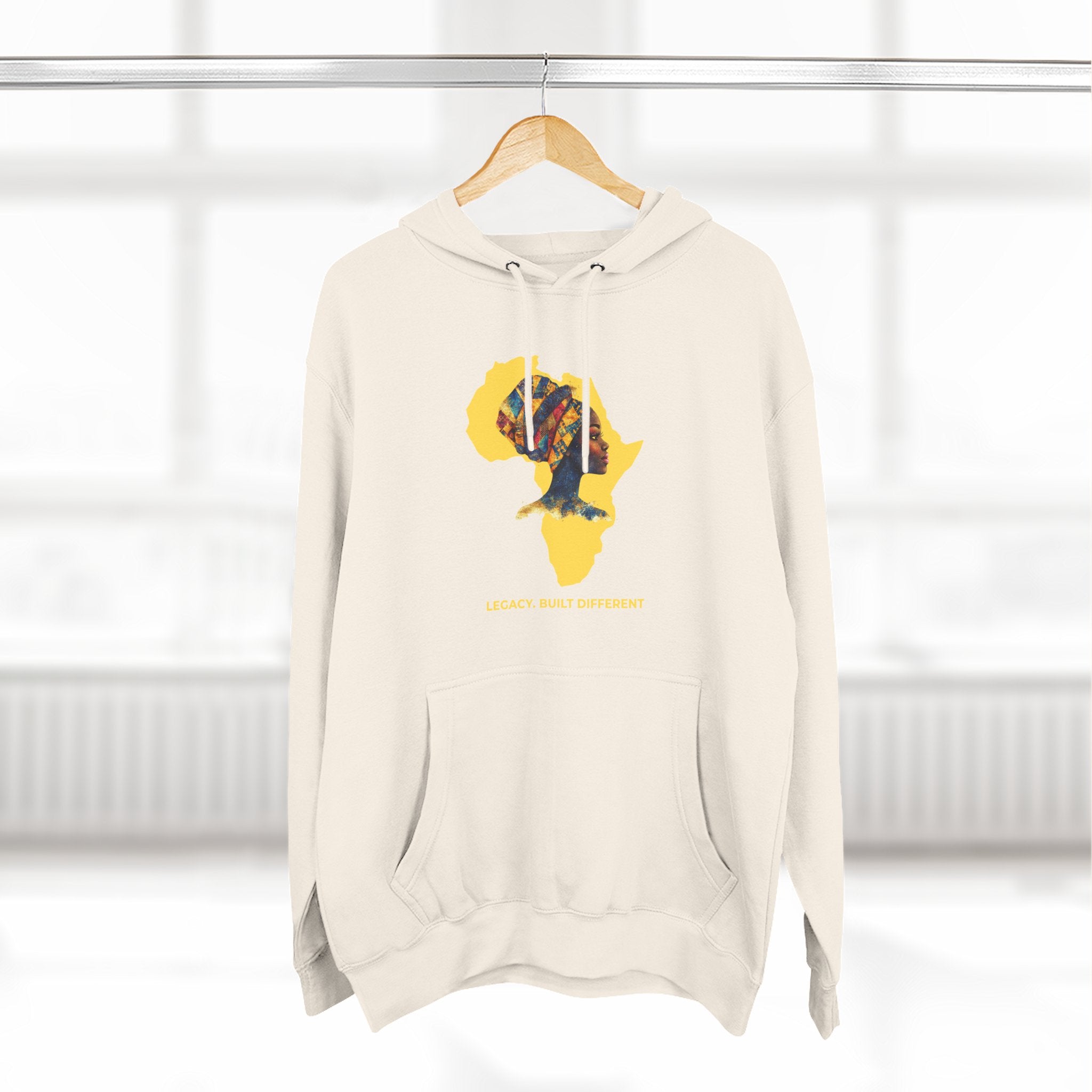 Hoodie — African Profile Art on Yellow Africa Silhouette (Legacy, Beauty, Empowerment)