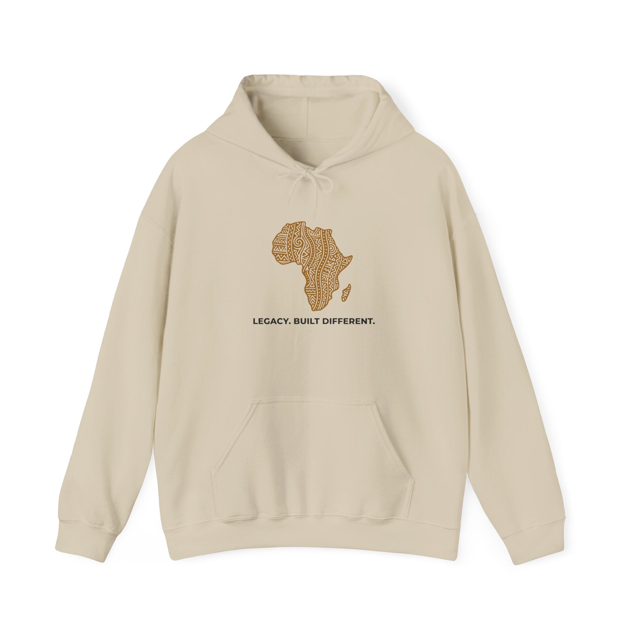 Africa Map Hoodie — 'Legacy. Built Different.' Cultural Pattern Pullover