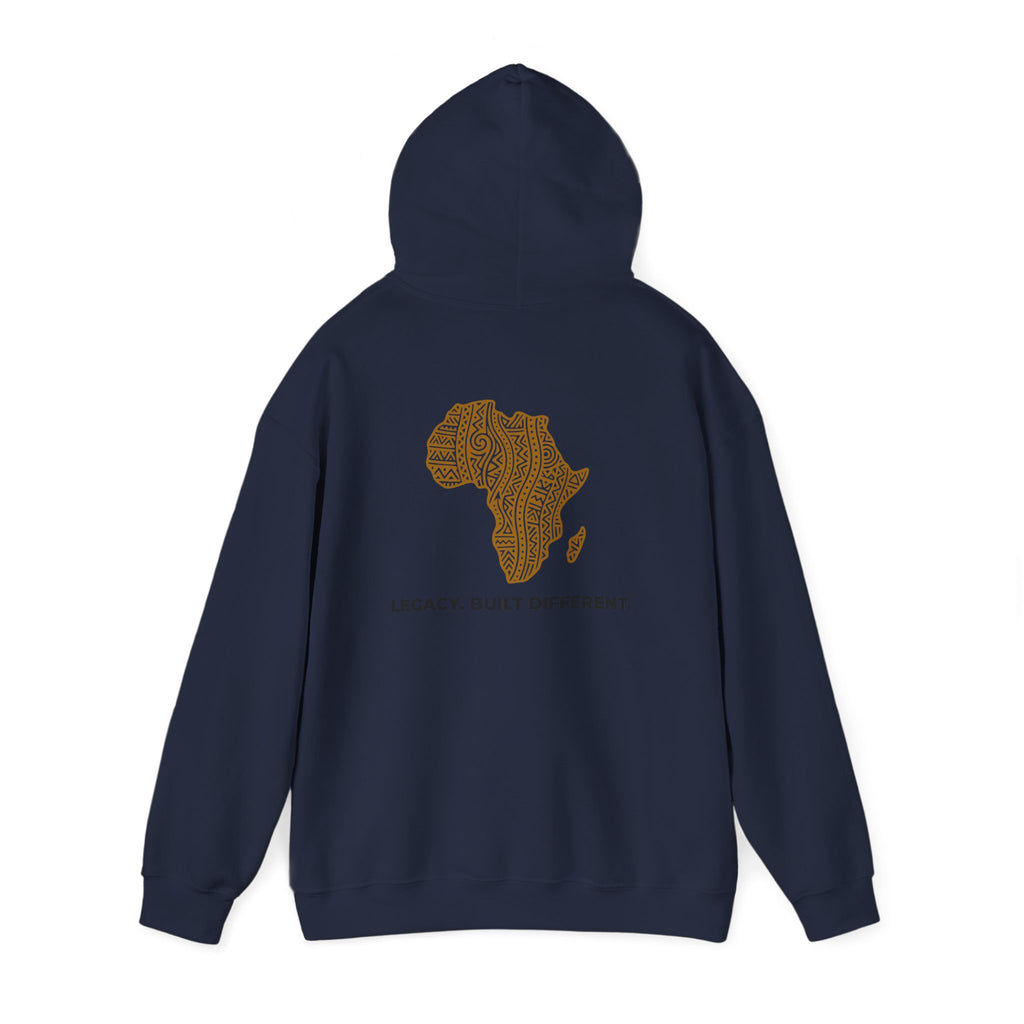 Africa Map Hoodie — 'Legacy. Built Different.' Cultural Pattern Pullover