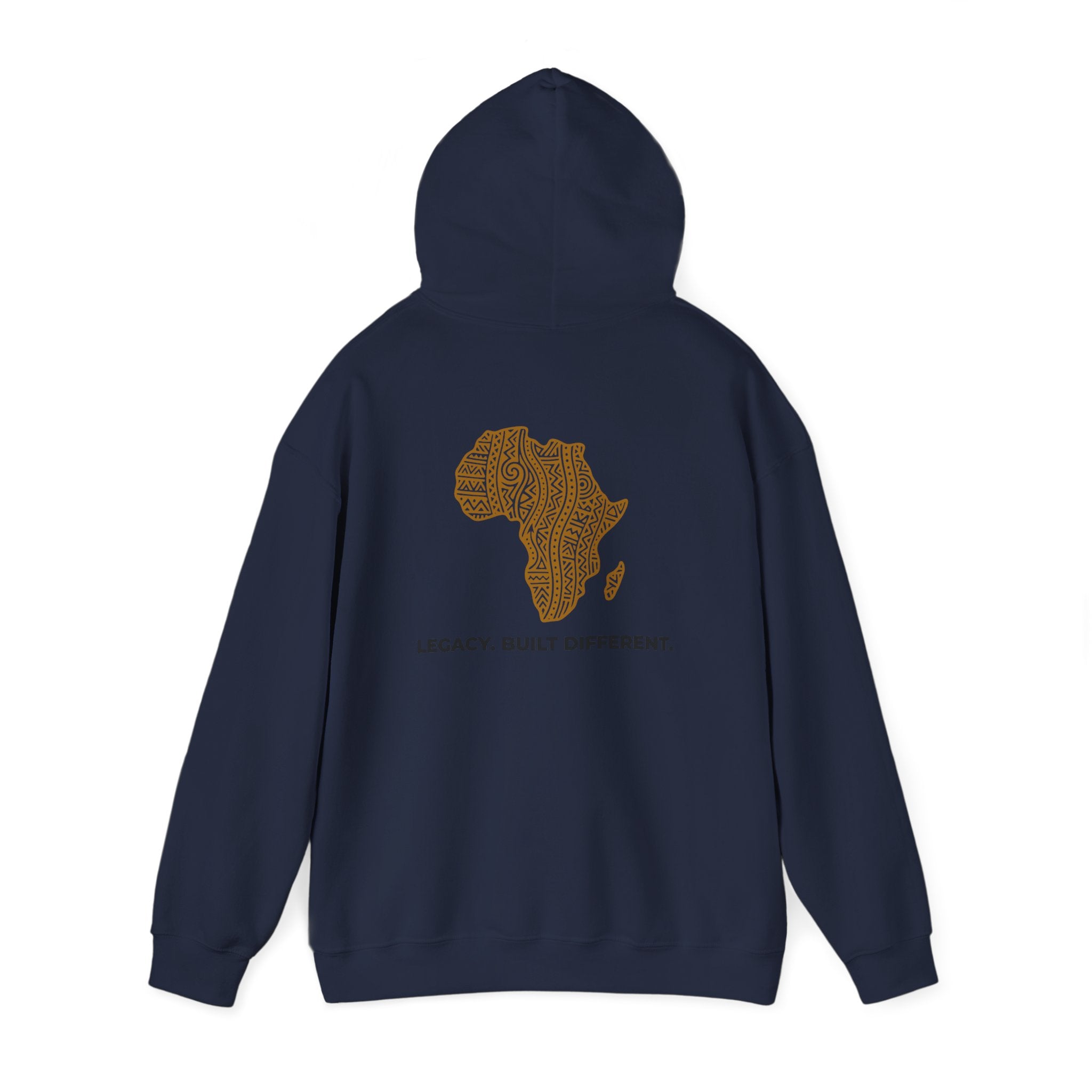 Africa Map Hoodie — 'Legacy. Built Different.' Cultural Pattern Pullover