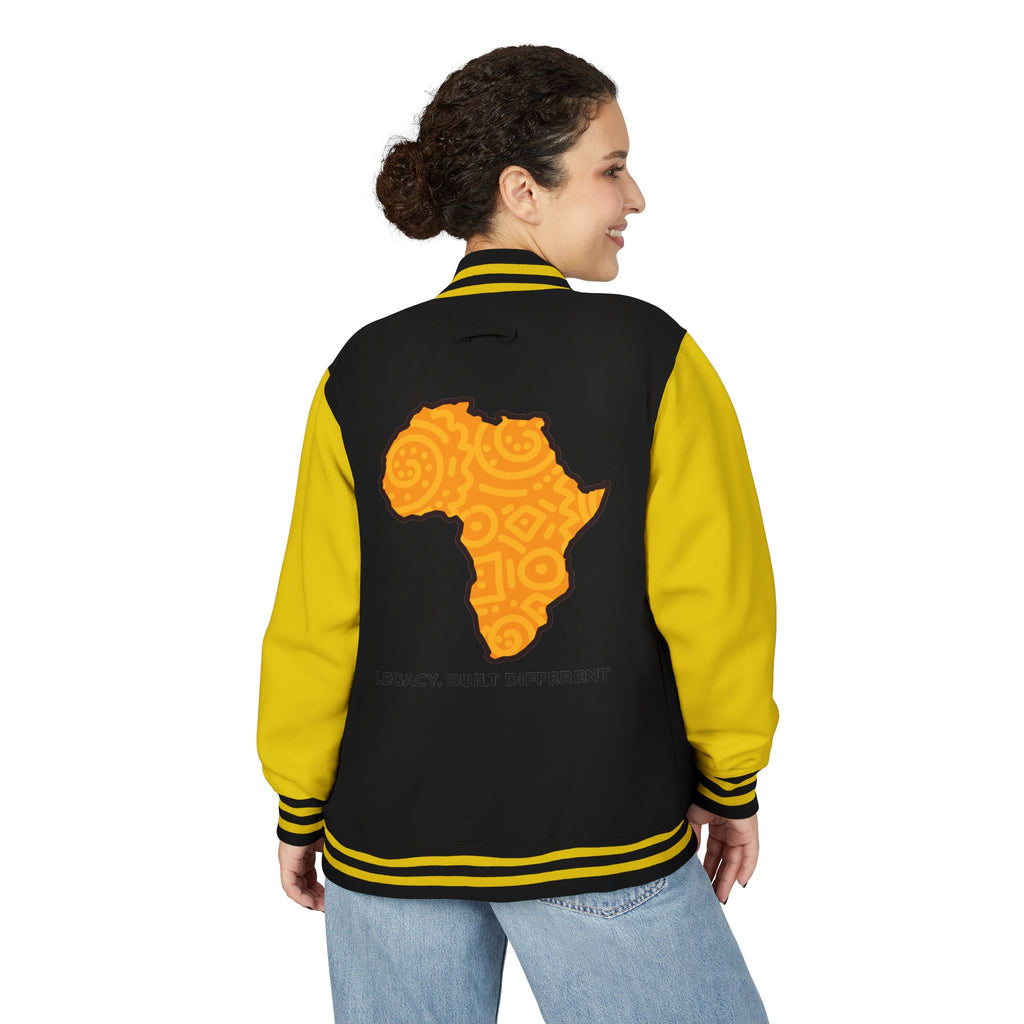 Africa Pattern Letterman Jacket — "Legacy. Built Different" Varsity Coat
