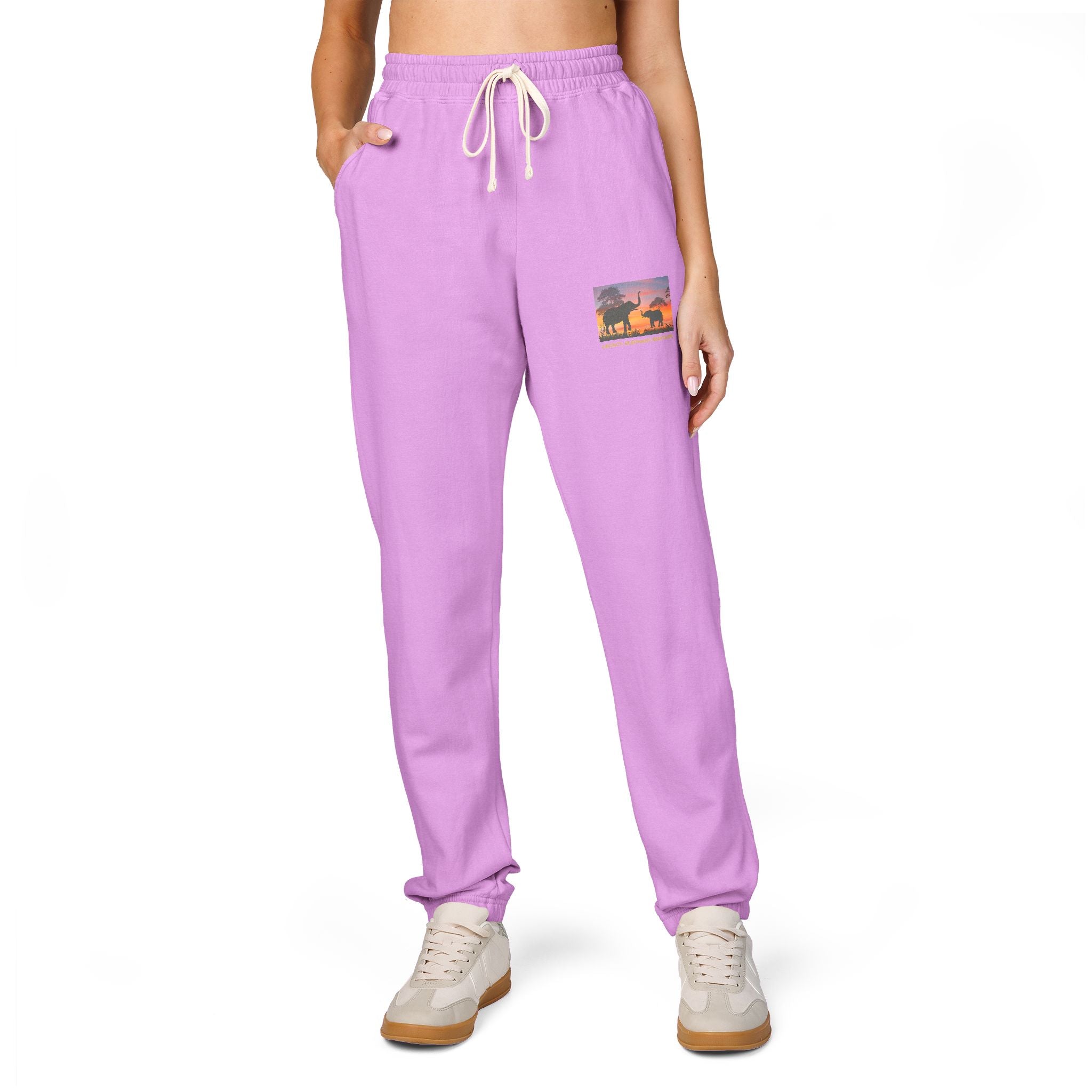 Sunset Camper Sweatpants — Cozy Graphic Fleece Joggers