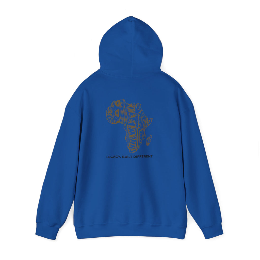 Africa Pattern Hoodie — "Legacy. Built Different." Graphic Sweatshirt