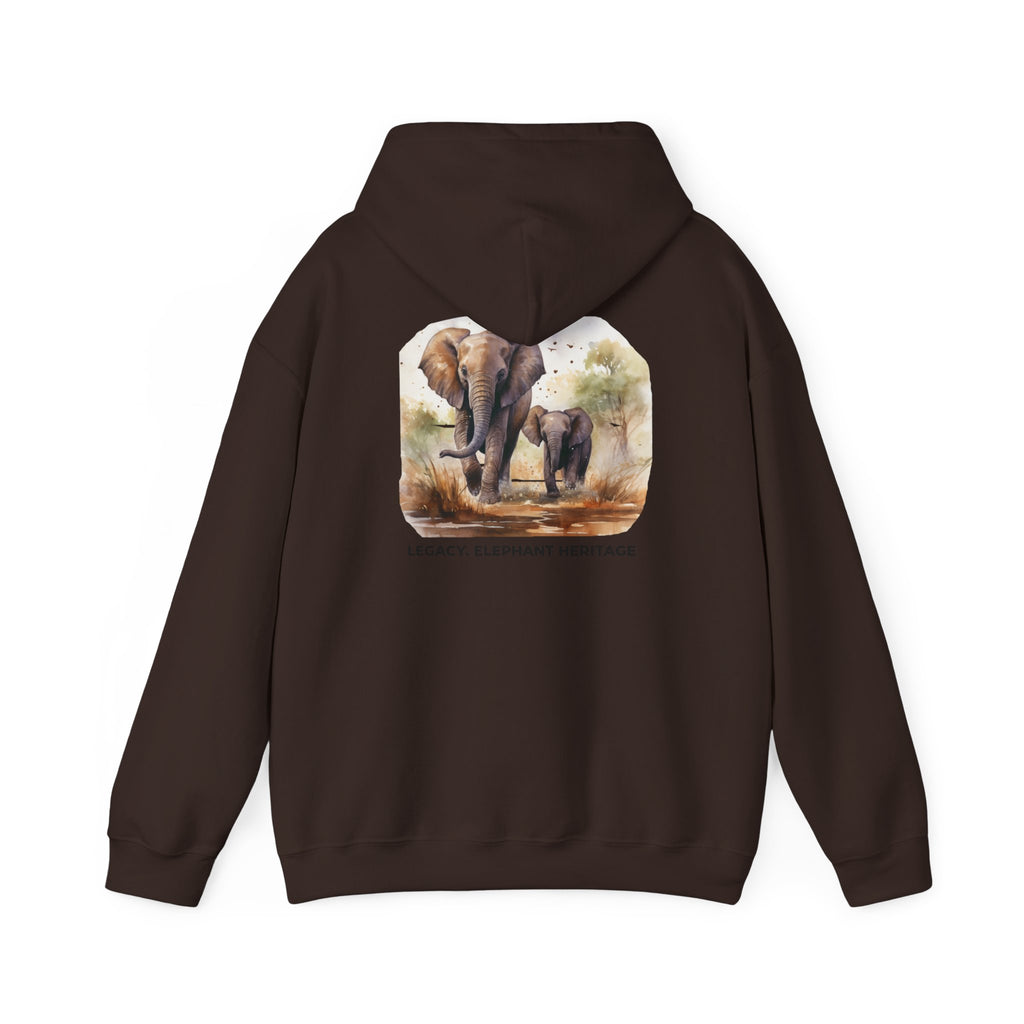 Elephant Heritage Hoodie — Wildlife Mom & Calf Graphic Sweatshirt