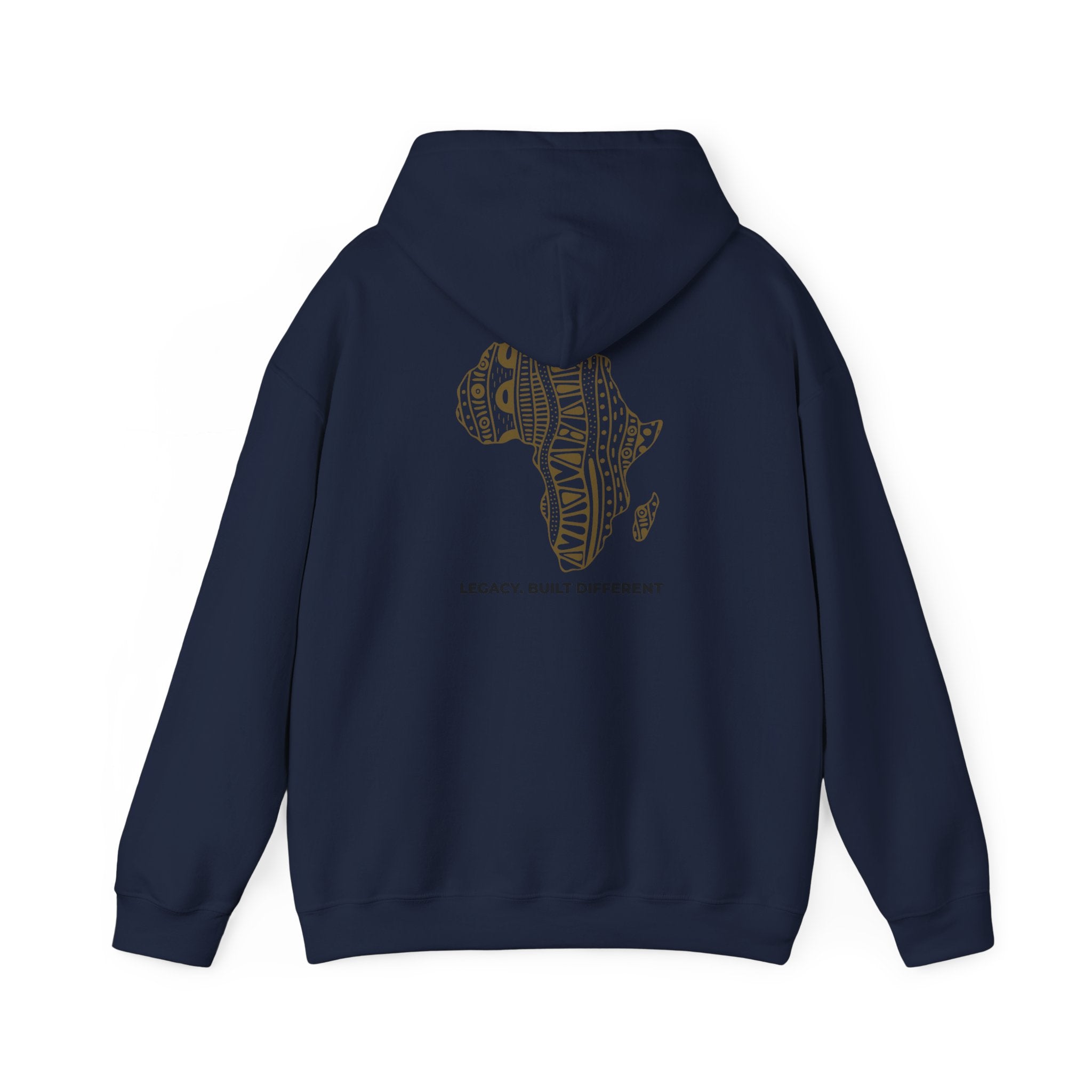 Africa Pattern Hoodie — "Legacy. Built Different." Graphic Sweatshirt
