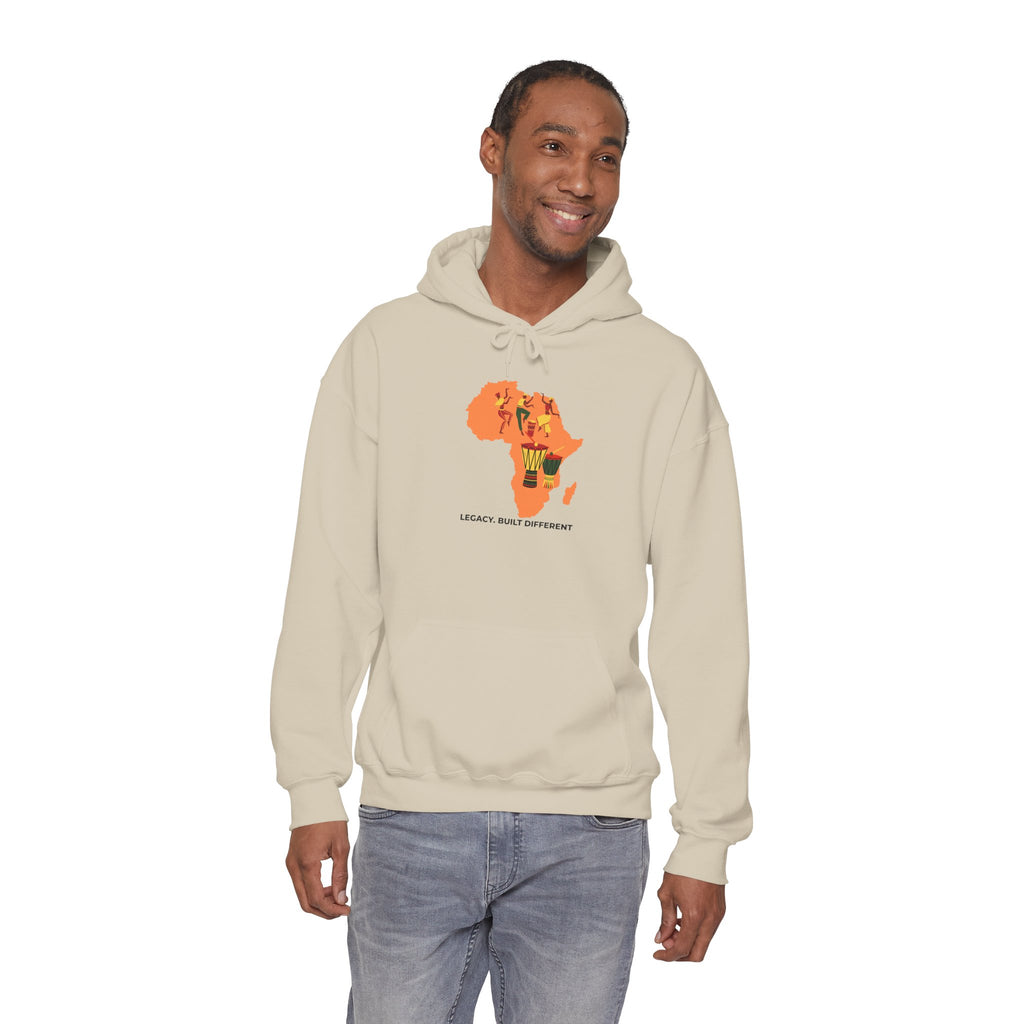 Africa Map Hoodie - 'Legacy. Built Different.' Afrocentric Graphic Pullover