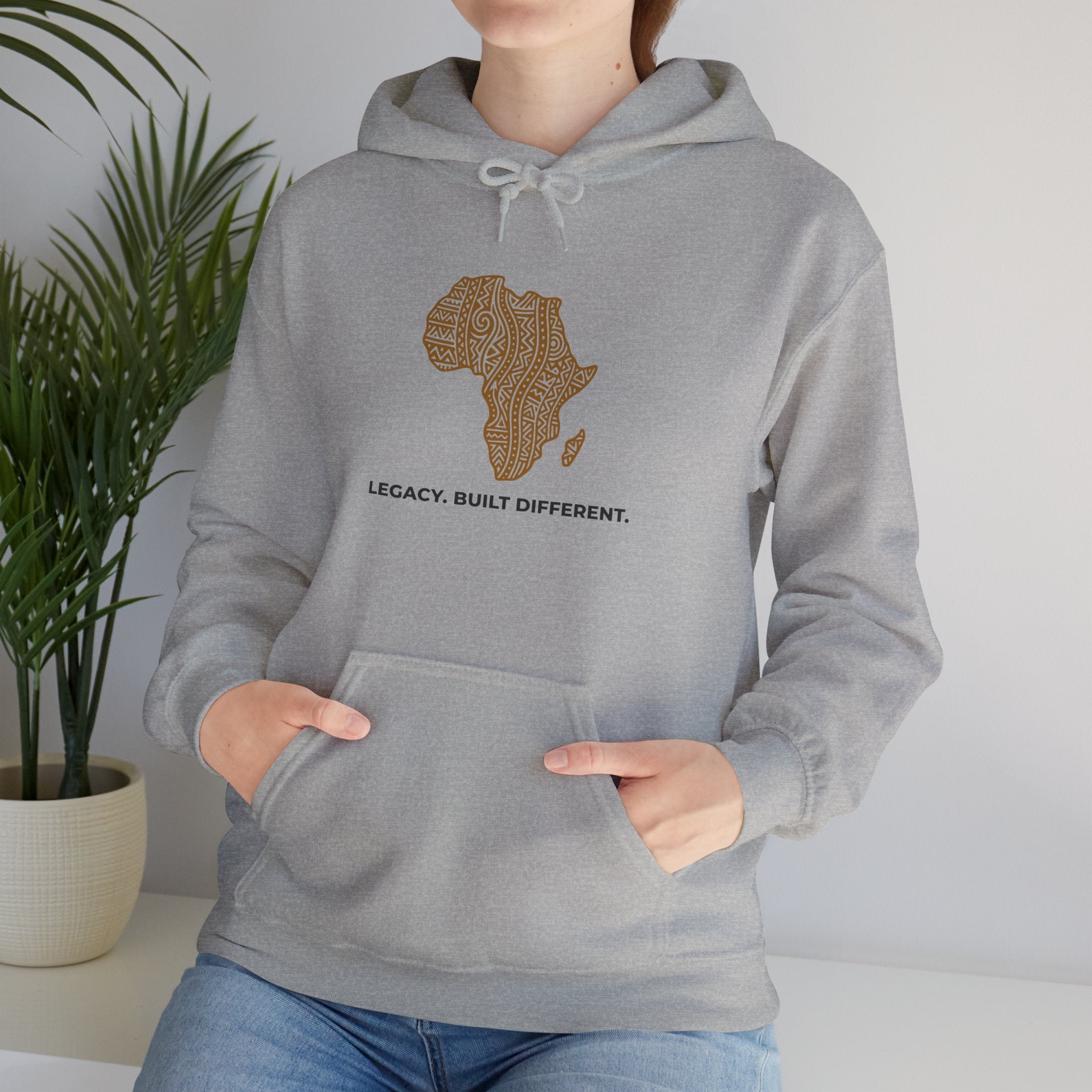Africa Map Hoodie — 'Legacy. Built Different.' Cultural Pattern Pullover