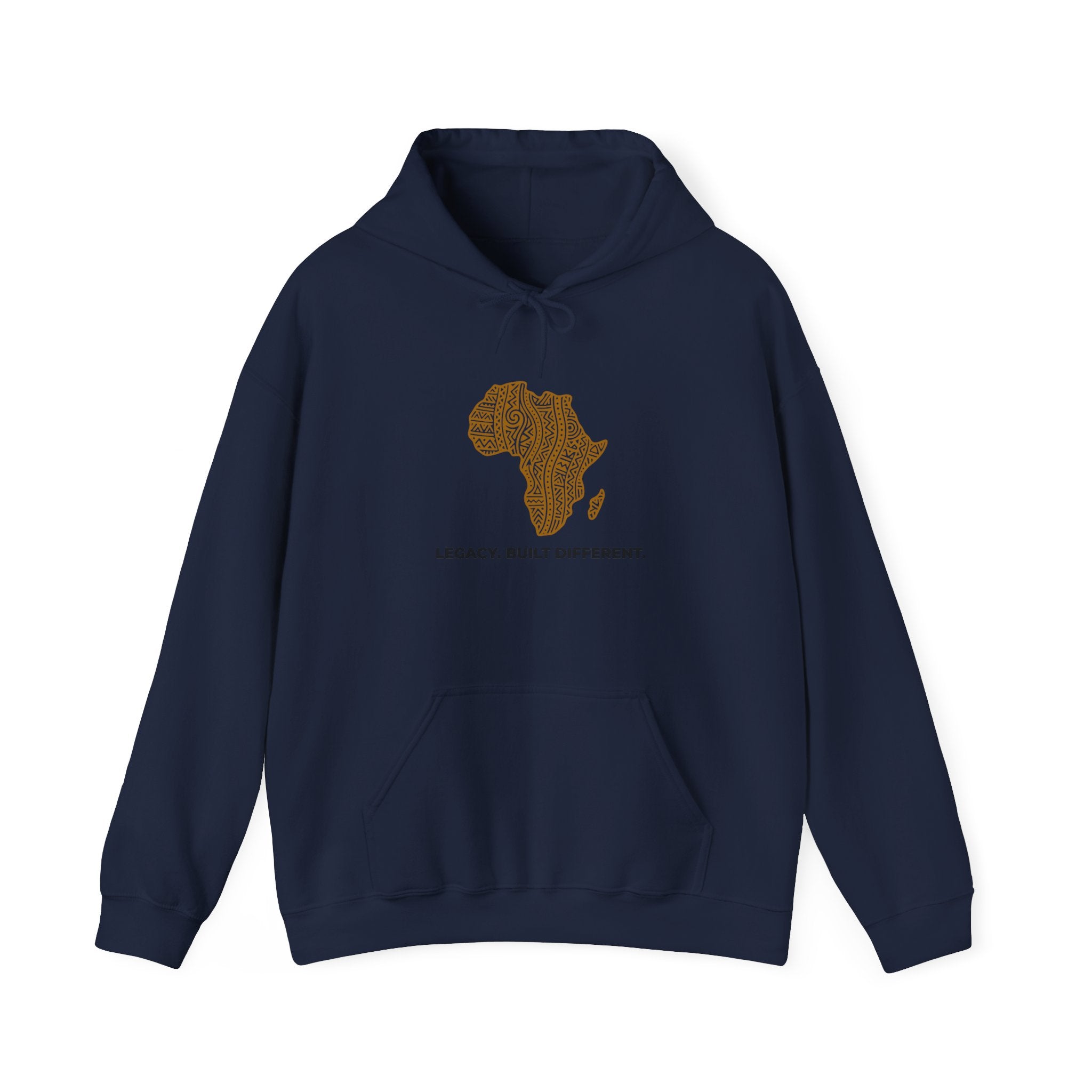 Africa Map Hoodie — 'Legacy. Built Different.' Cultural Pattern Pullover