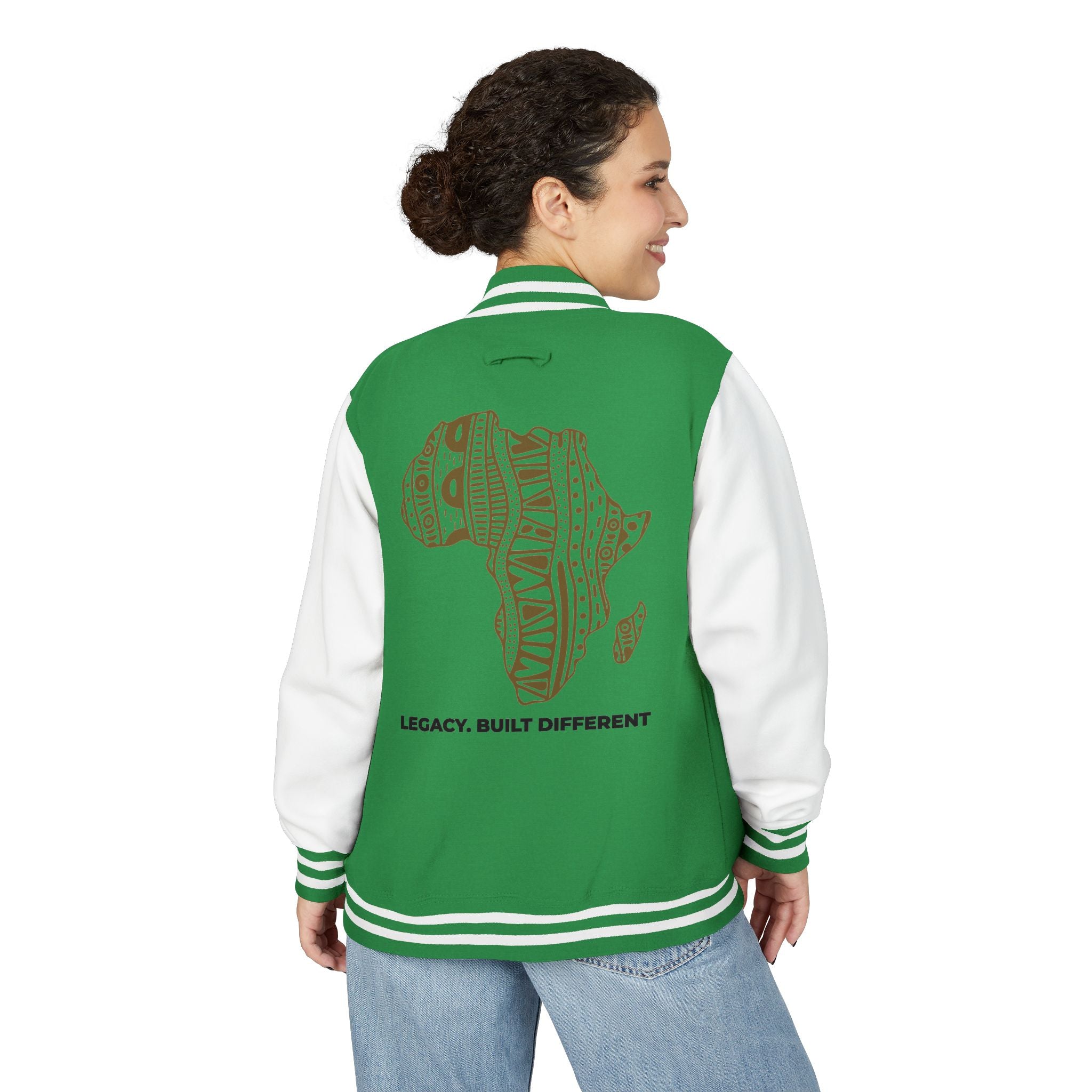 Letterman Jacket — African Pattern Map "Legacy. Built Different"