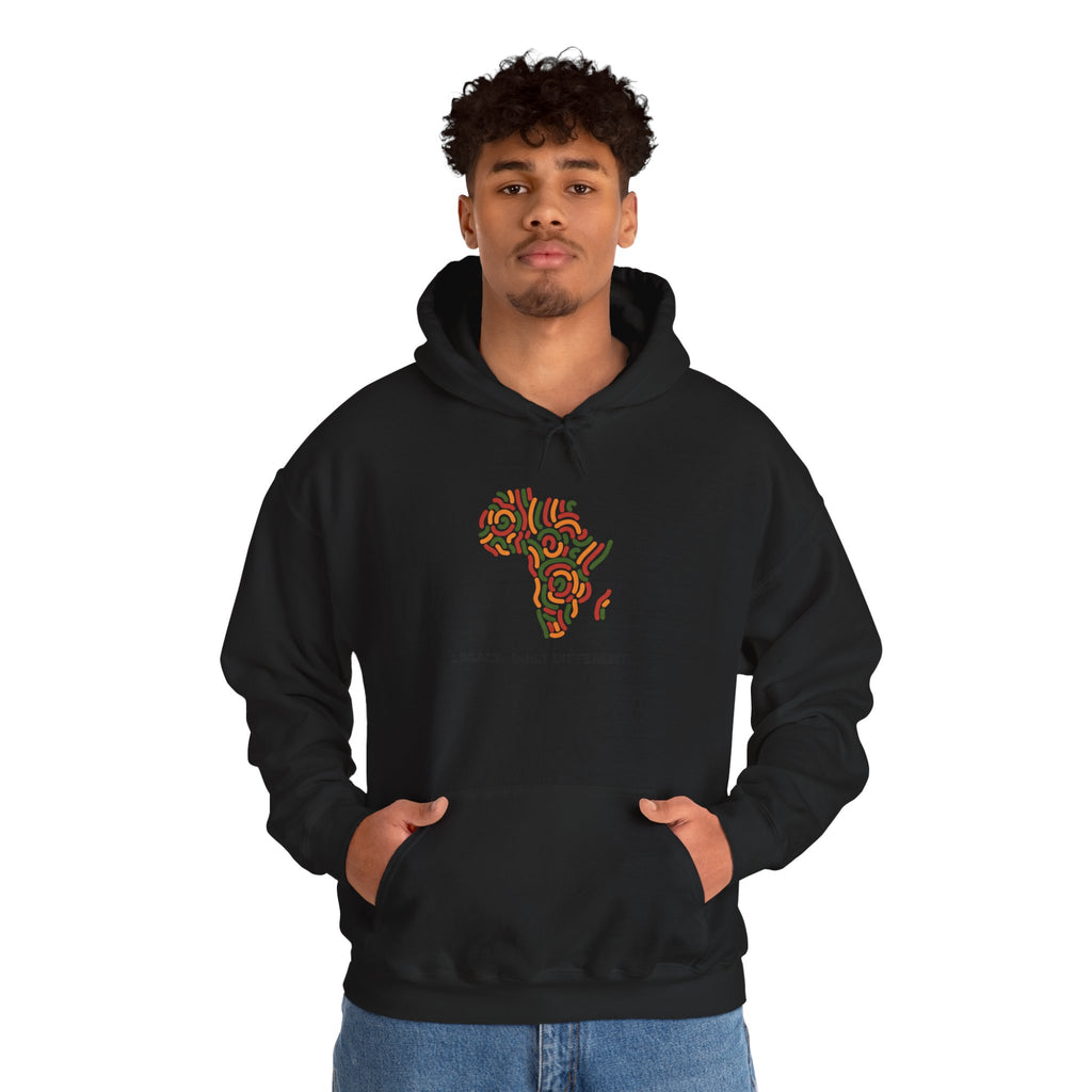 Africa Pattern Hoodie — "Legacy: Built Different" Graphic Sweatshirt
