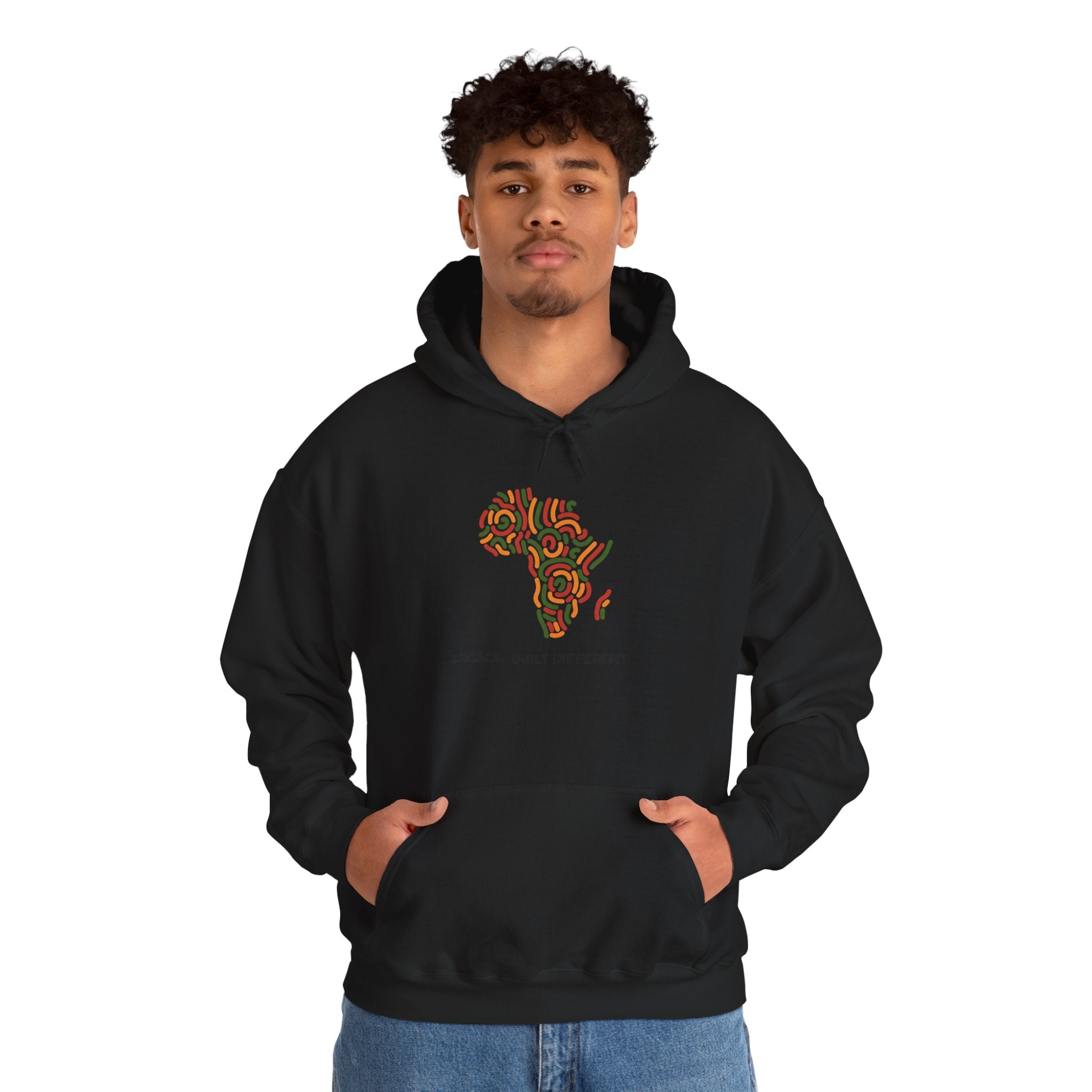 Africa Pattern Hoodie — "Legacy: Built Different" Graphic Sweatshirt