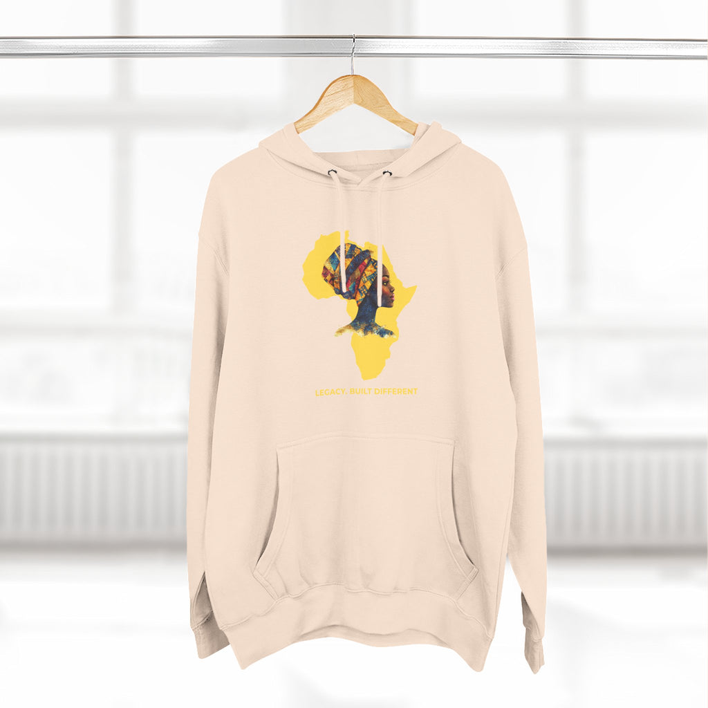Hoodie — African Profile Art on Yellow Africa Silhouette (Legacy, Beauty, Empowerment)