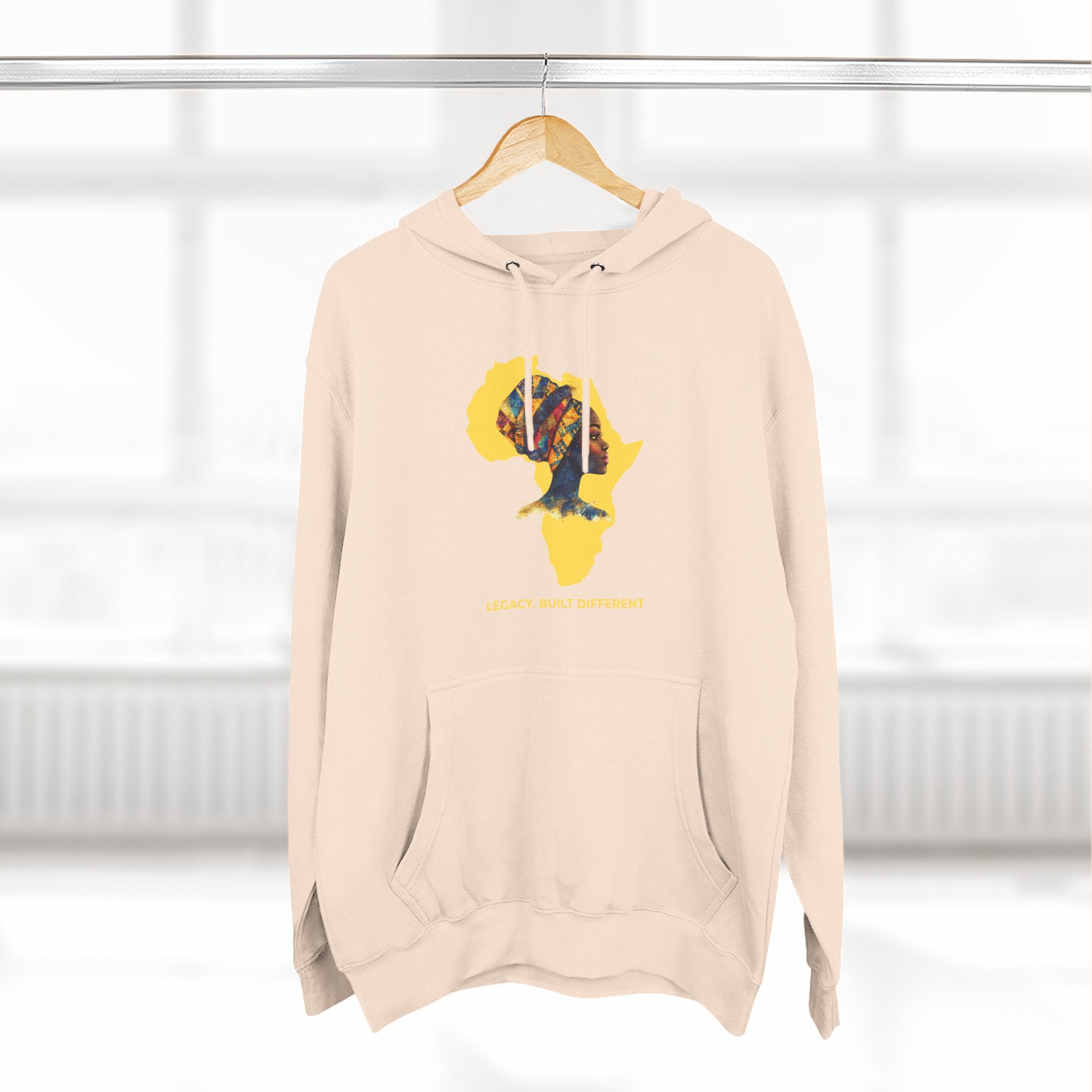 Hoodie — African Profile Art on Yellow Africa Silhouette (Legacy, Beauty, Empowerment)