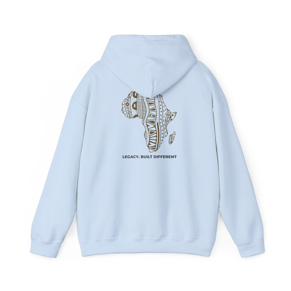 Africa Pattern Hoodie — "Legacy. Built Different." Graphic Sweatshirt