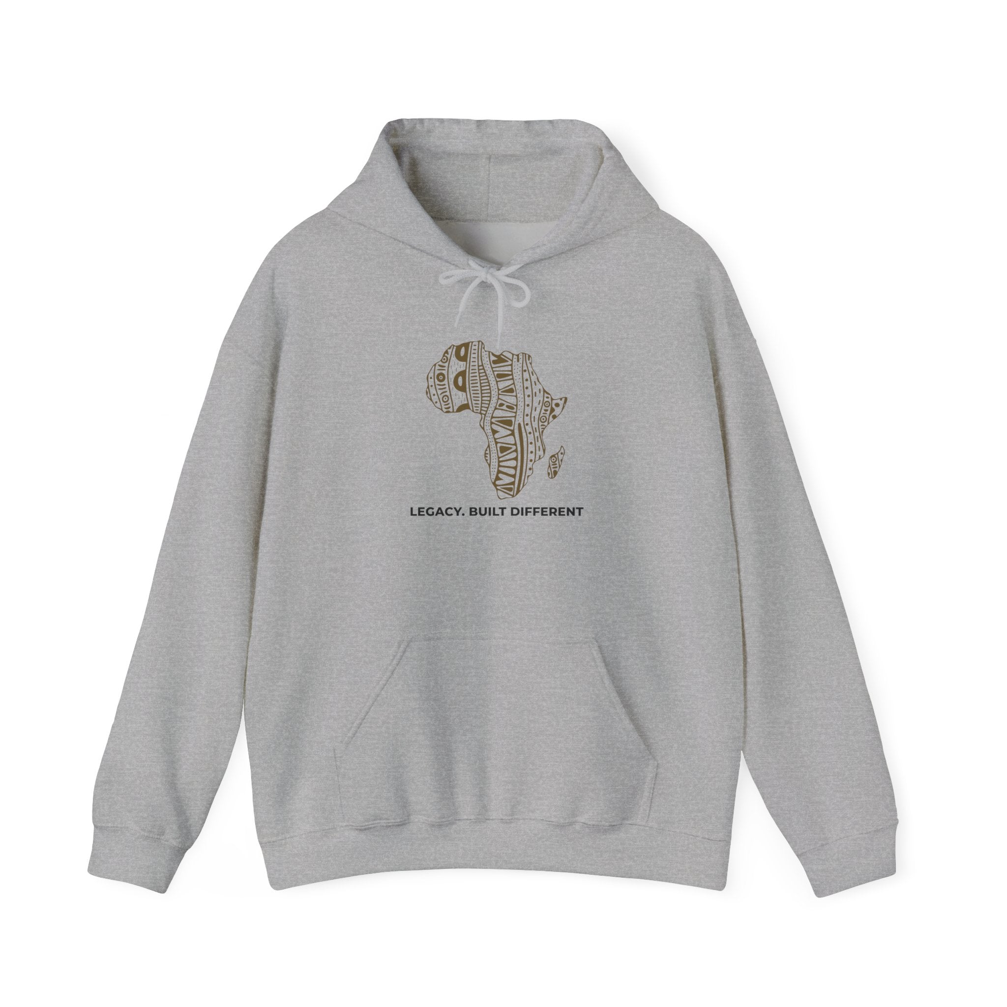 Africa Pattern Hoodie — "Legacy. Built Different." Graphic Sweatshirt